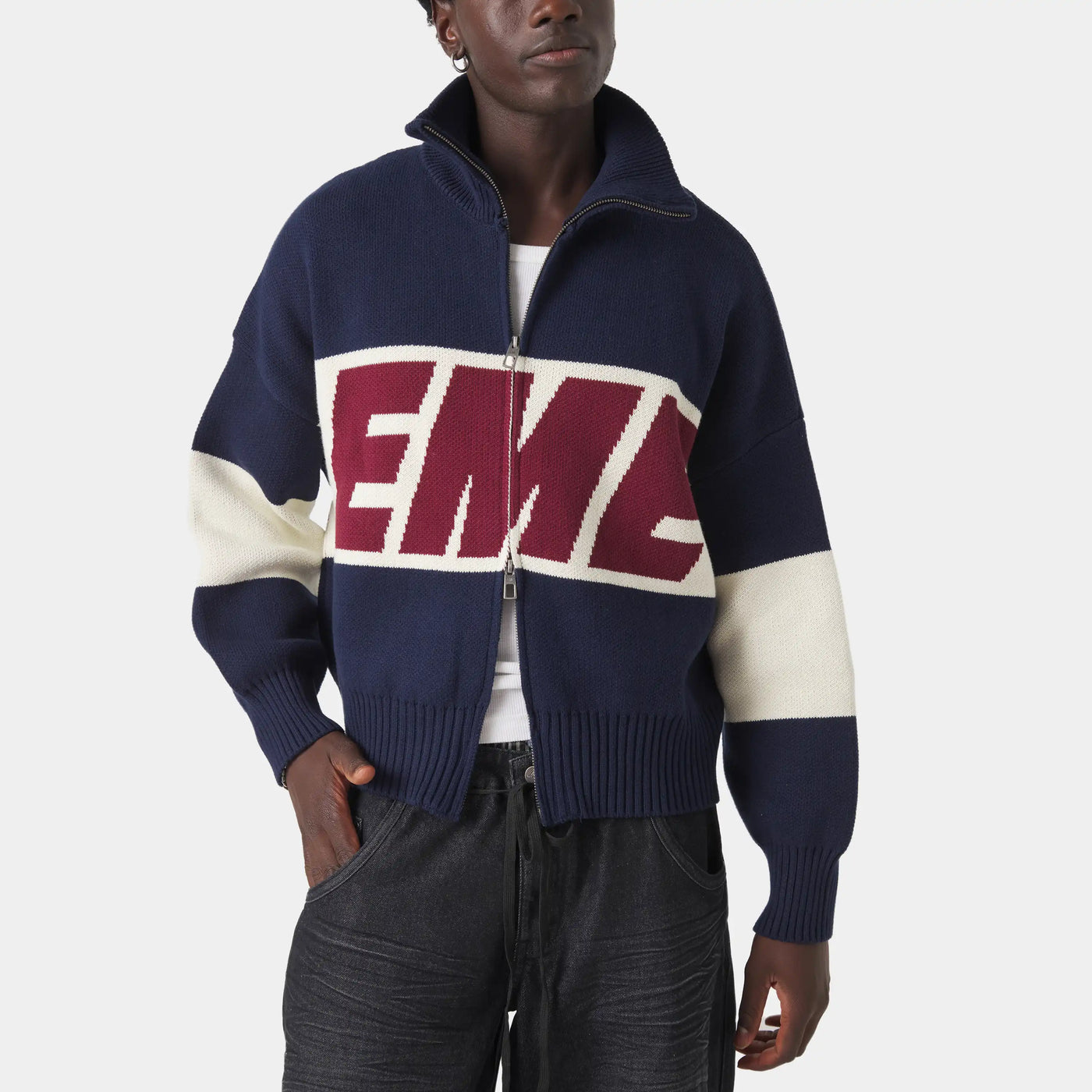 Eme Studios Thrill Navy Zipper Knit
