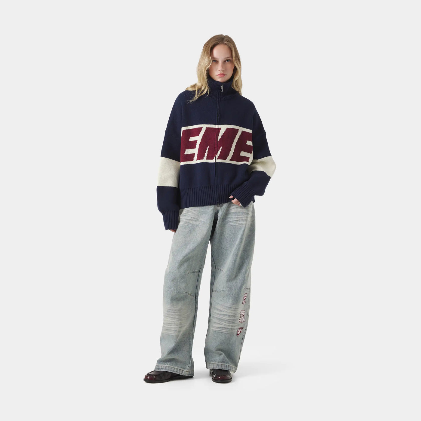 Eme Studios Thrill Navy Zipper Knit