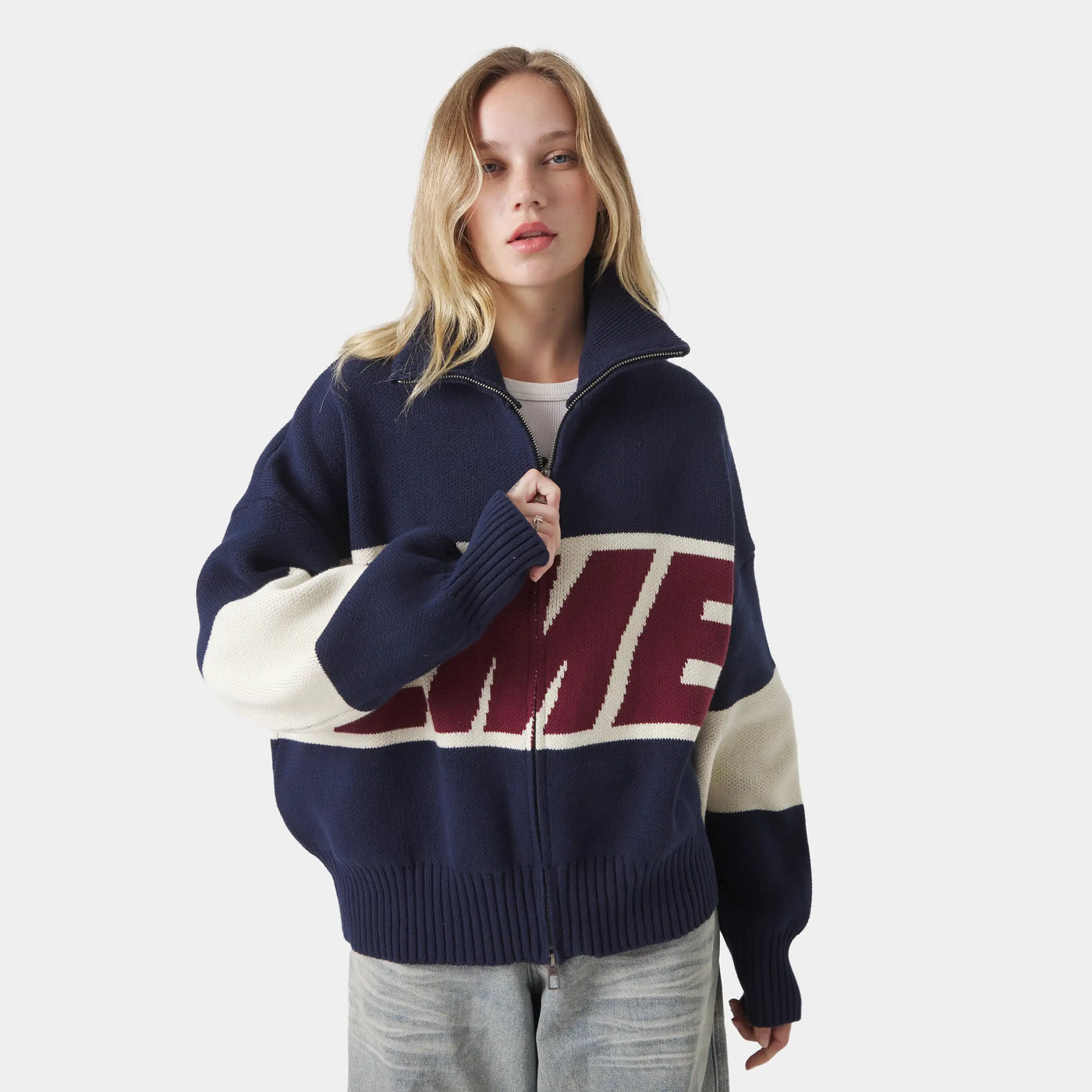 Eme Studios Thrill Navy Zipper Knit