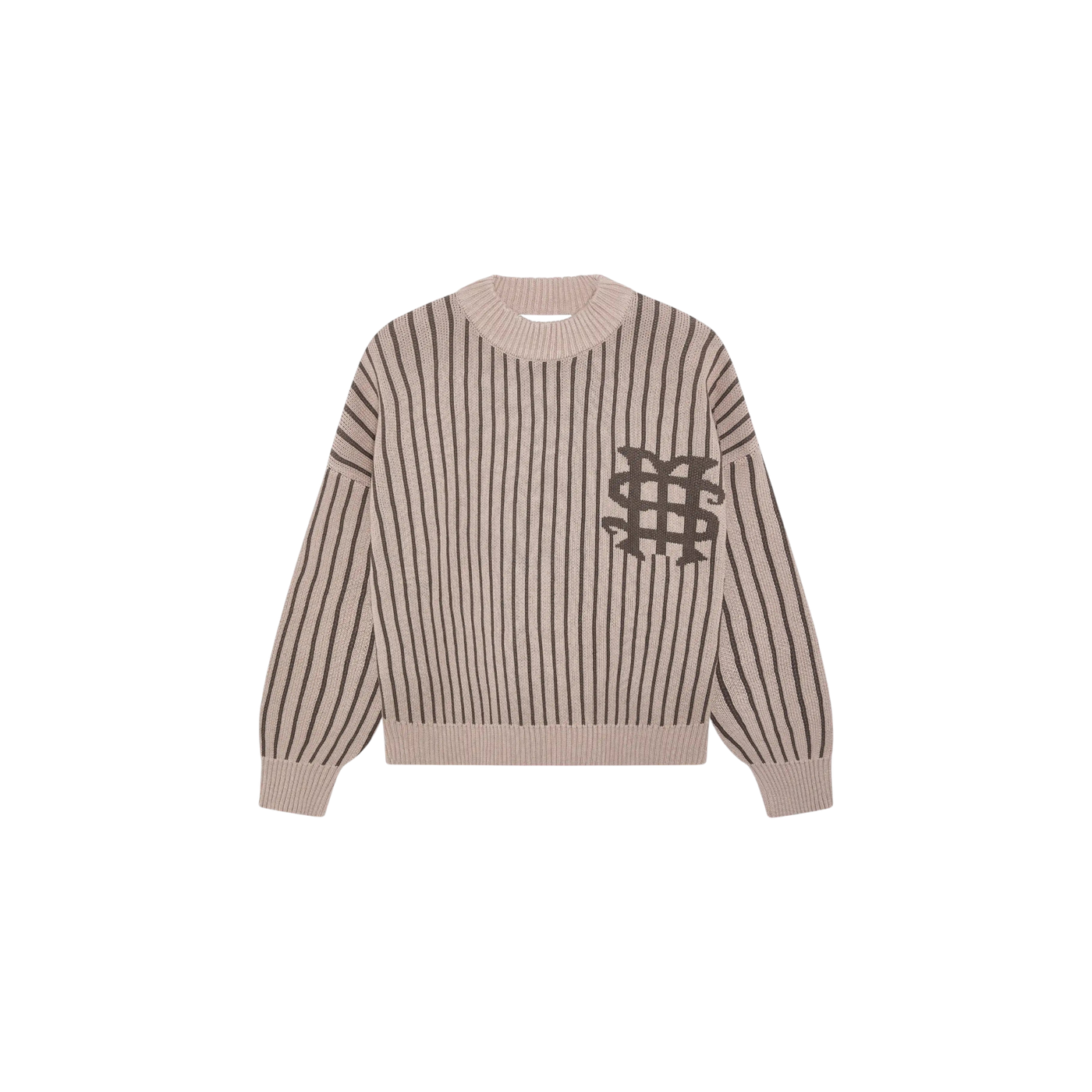 Eme Studios Badge Muddy Brown Stripes Knit Sweater
