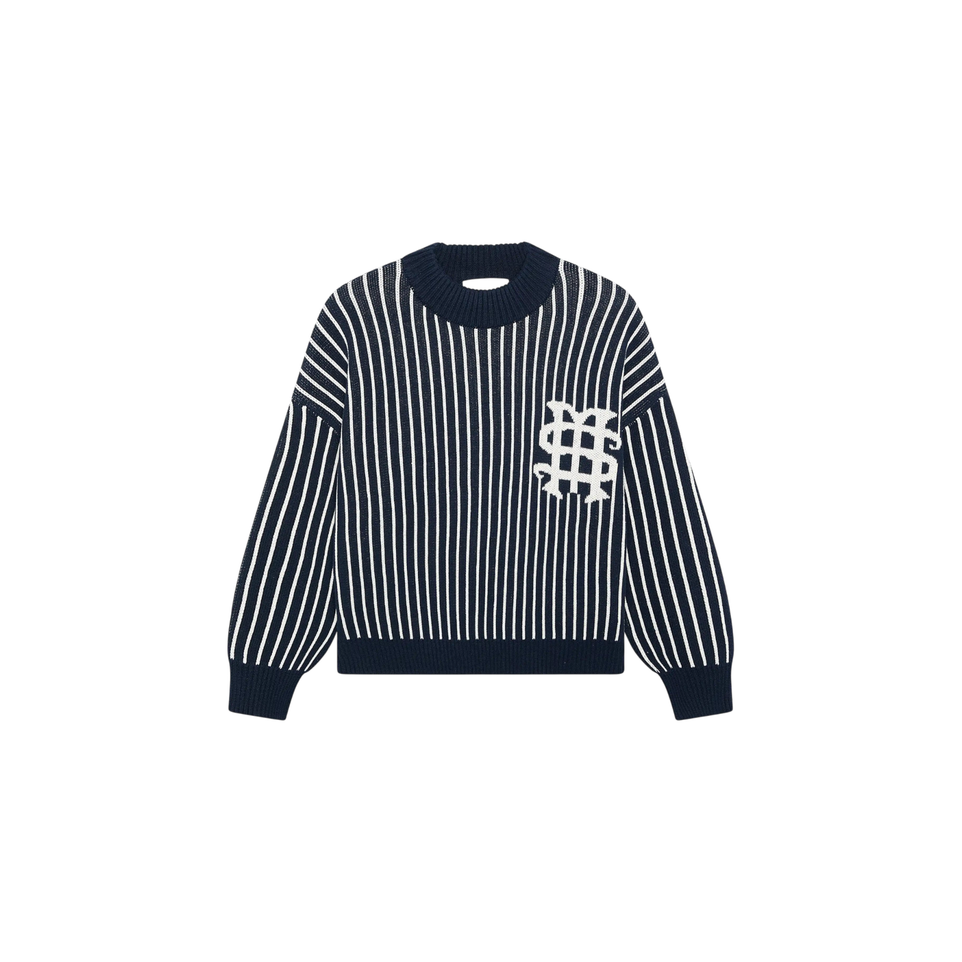 Eme Studios Badge Navy Stripes Knit Sweater