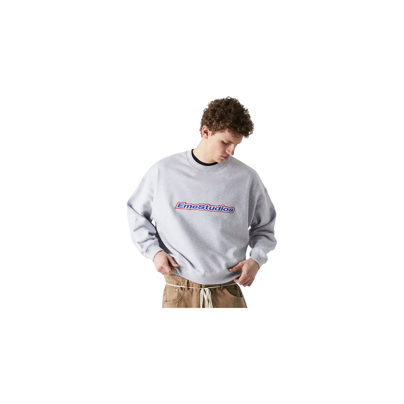 Eme Studios Box Heather Grey Oversized Crewneck