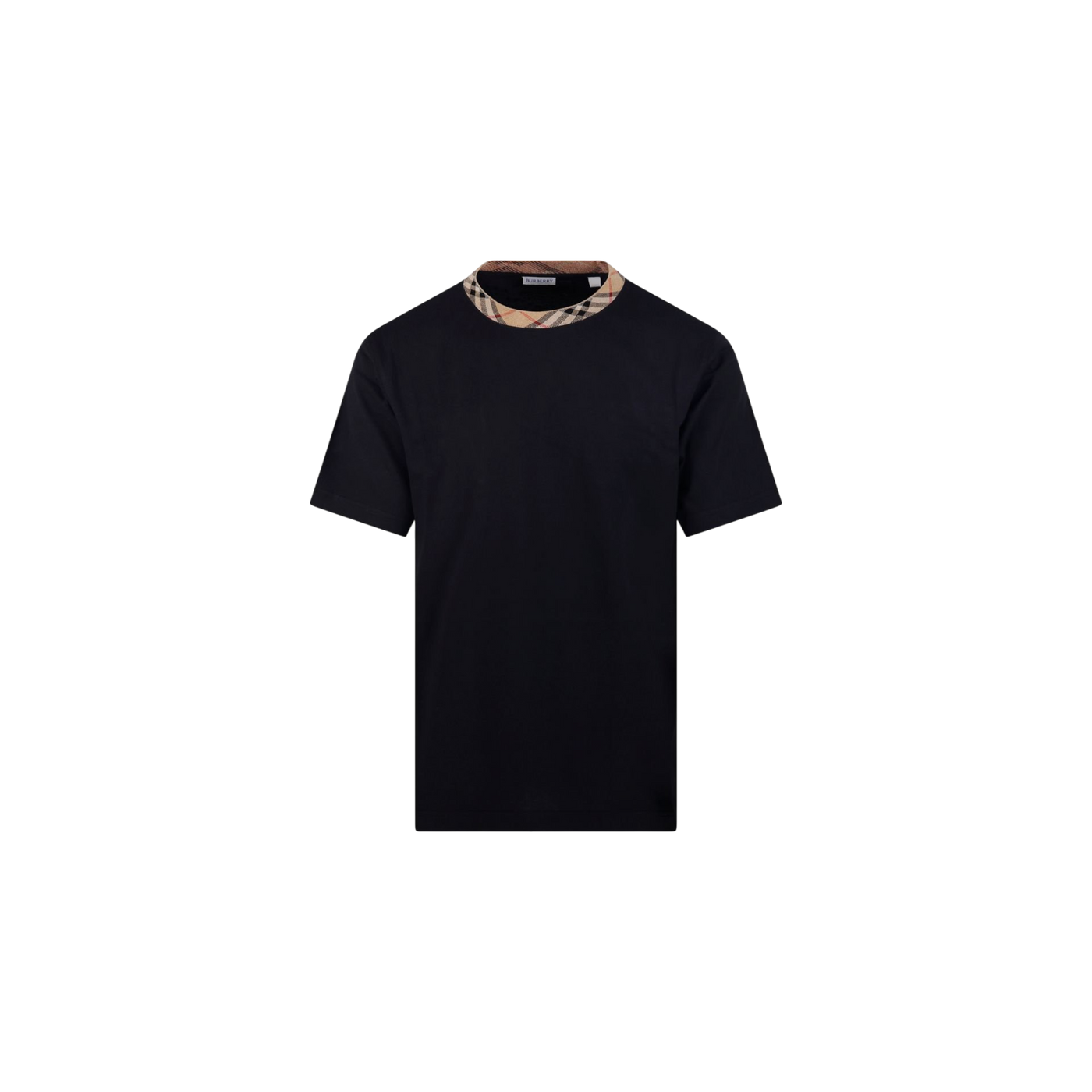 Burberry Checked Trim Crewneck T-Shirt