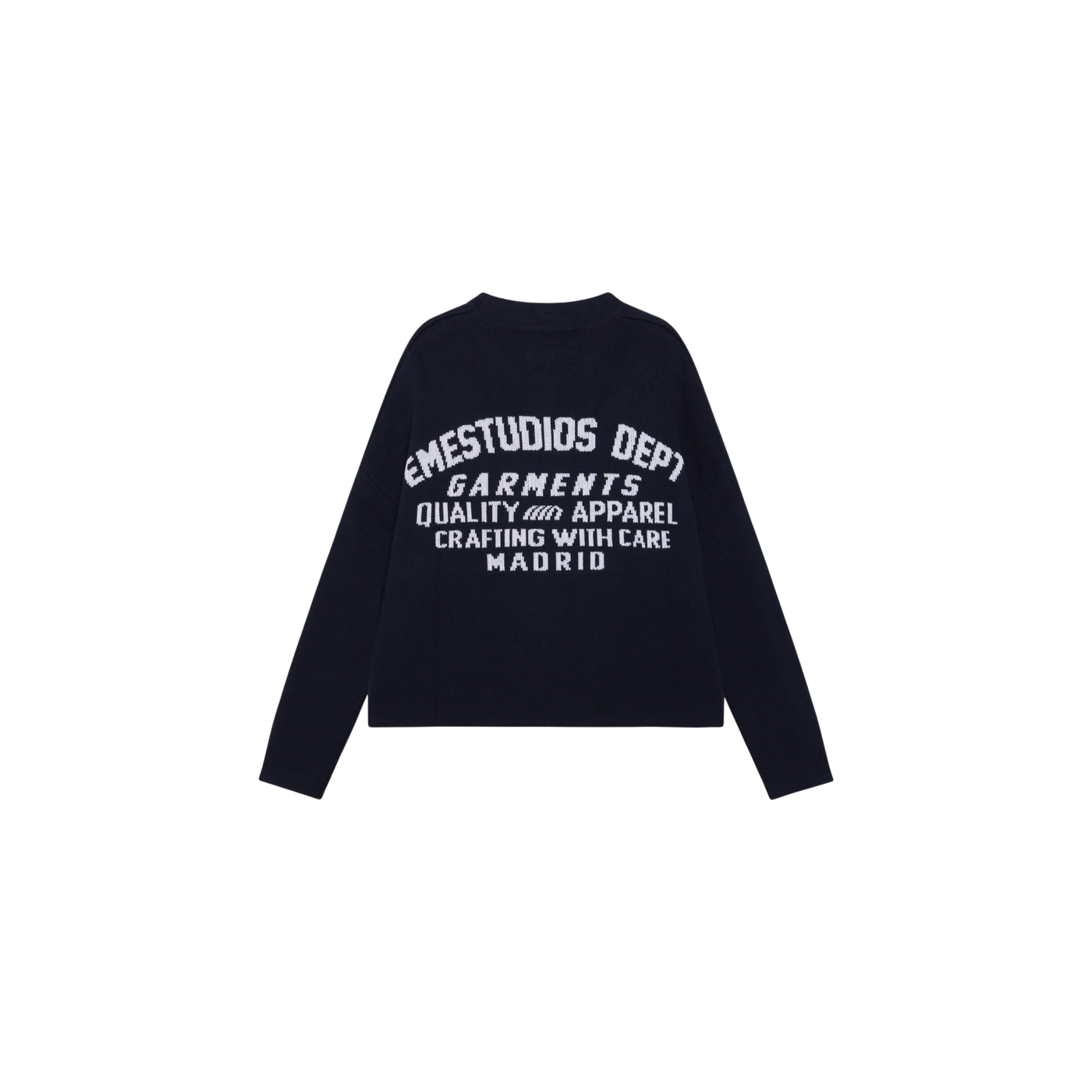 Eme Studios Department Navy Jacquard Oversized Knit Sweater
