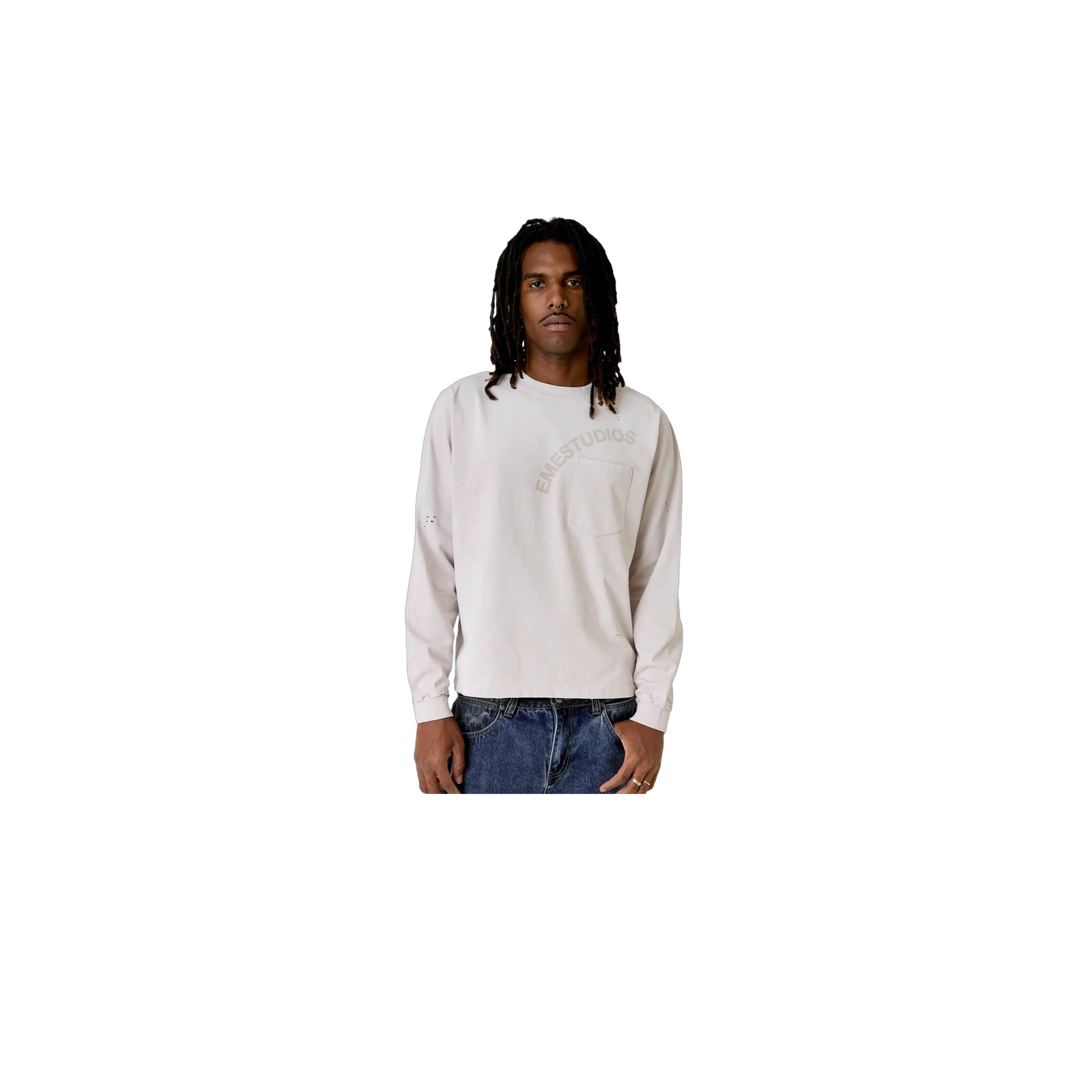 Eme Studios Frayed Pocket Off Sand Long Sleeve
