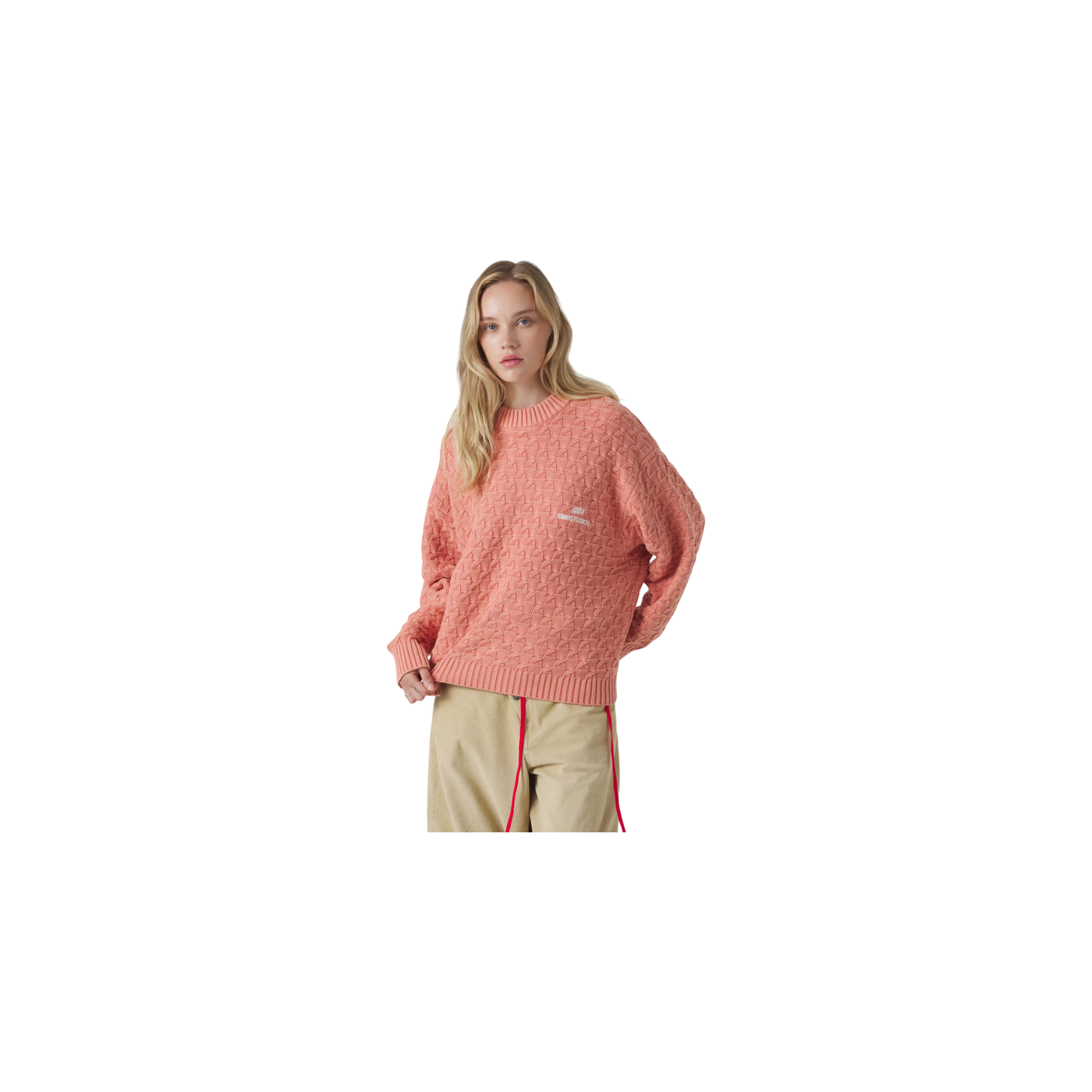 Eme Studios Grid Coral Cable Knit Sweater