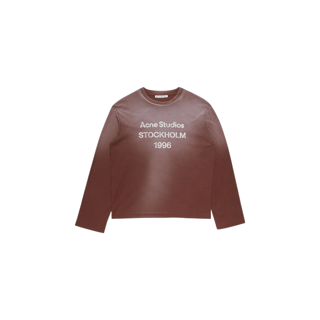 Acne Studios Logo Long Sleeve T-Shirt Relaxed Fit Chocolate Brown