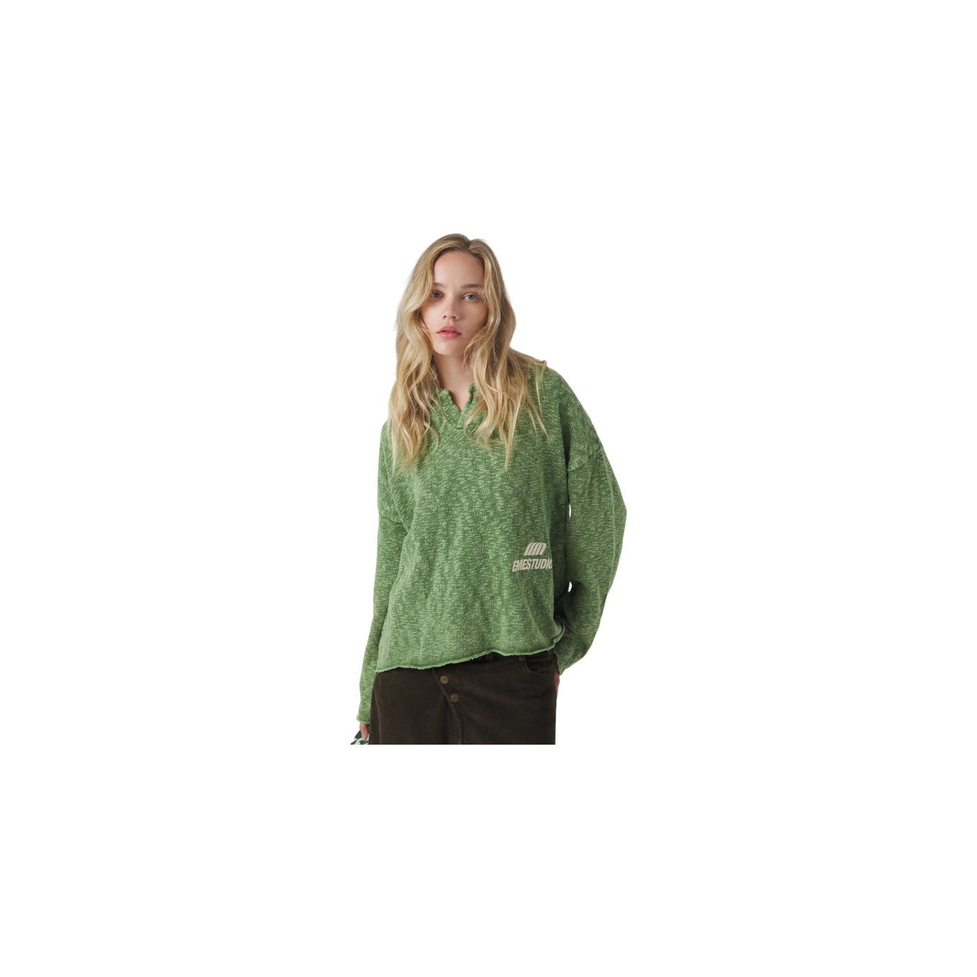 Eme Studios Kiff Bottle Distressed Knit Polo