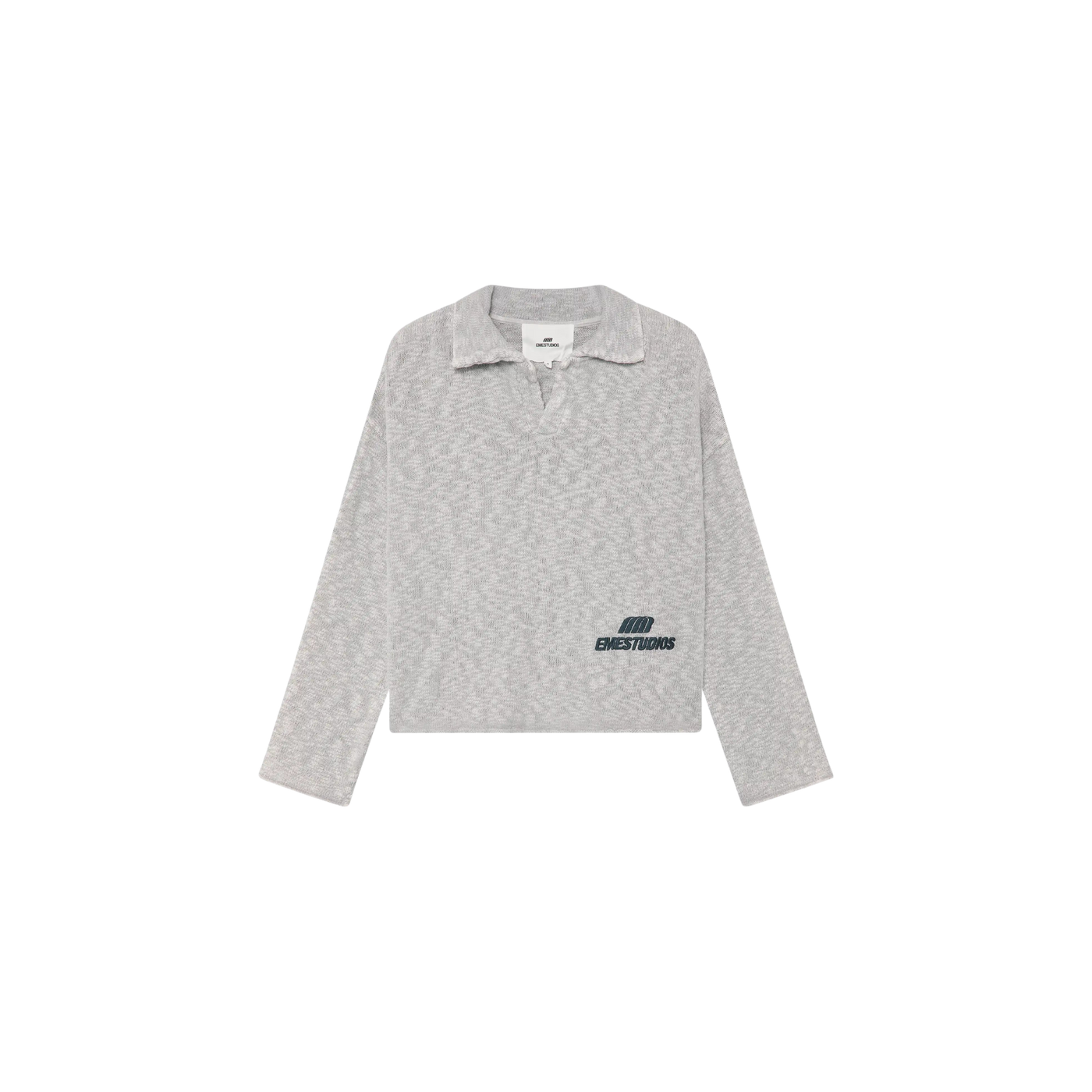 Eme Studios Kiff Grey Distressed Knit Polo