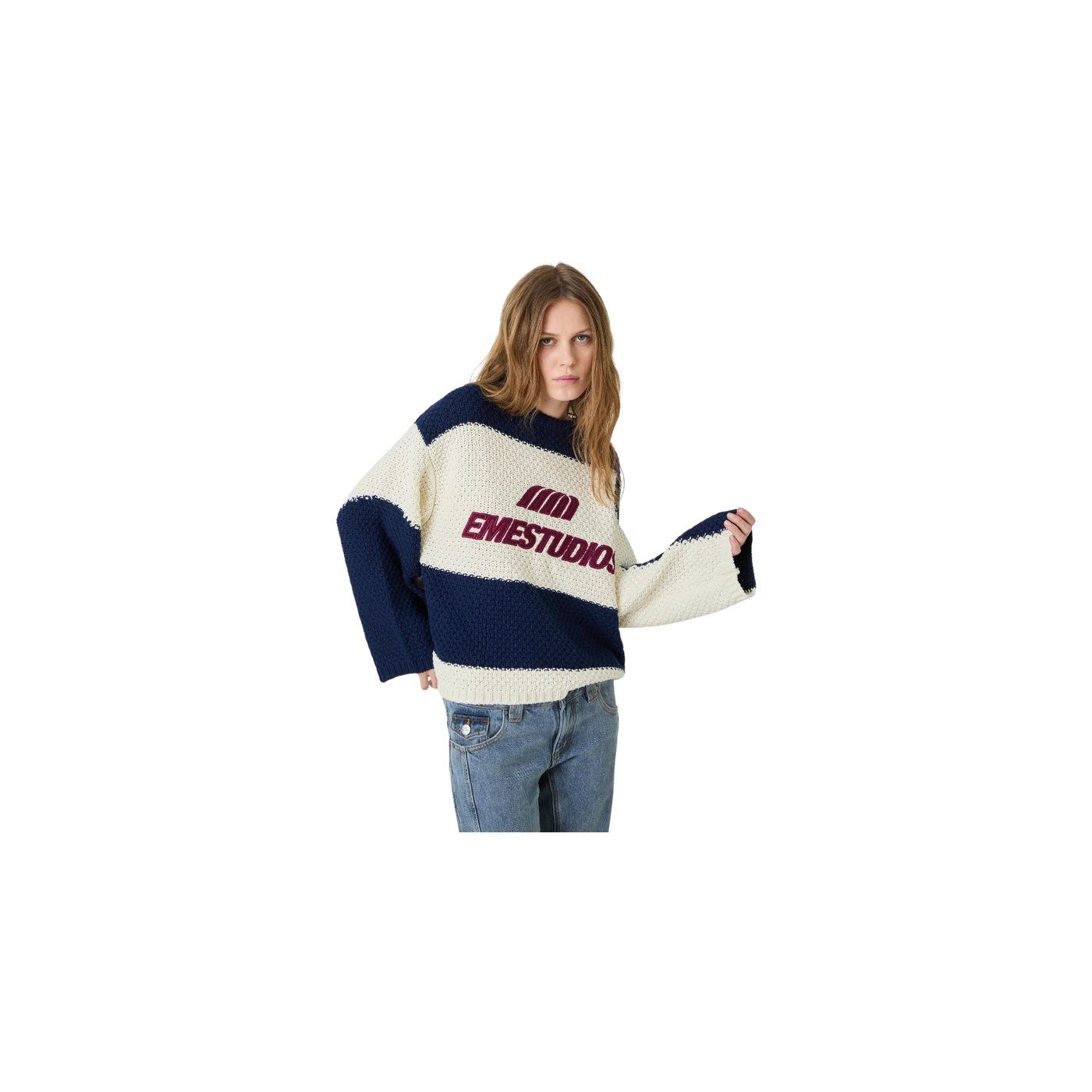 Eme Studios Layr Navy Knit Sweater