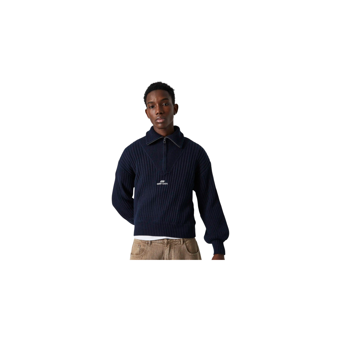 Eme Studios Nobly Knit Navy Half Zip