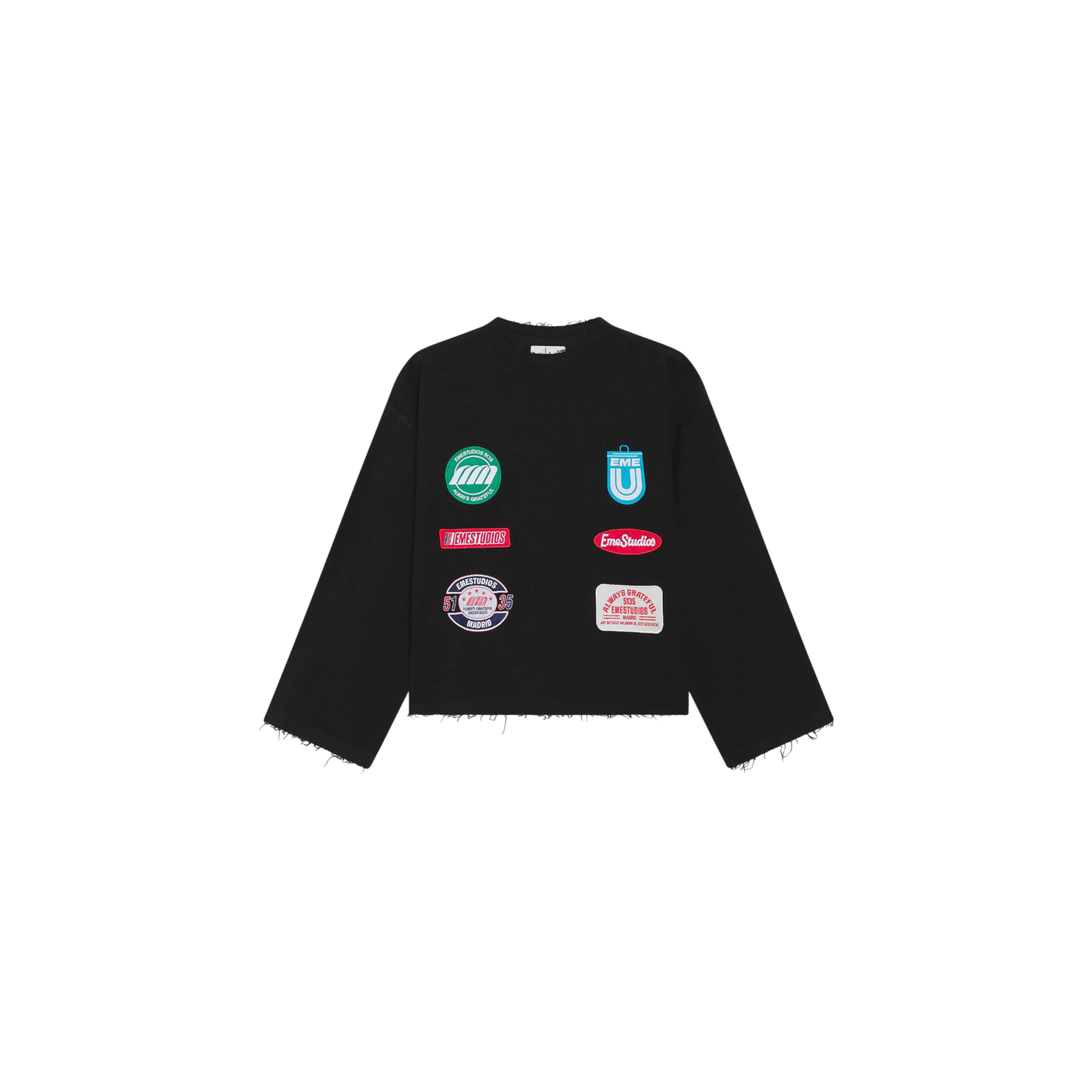 Eme Studios Patches Black Oversized Crewneck