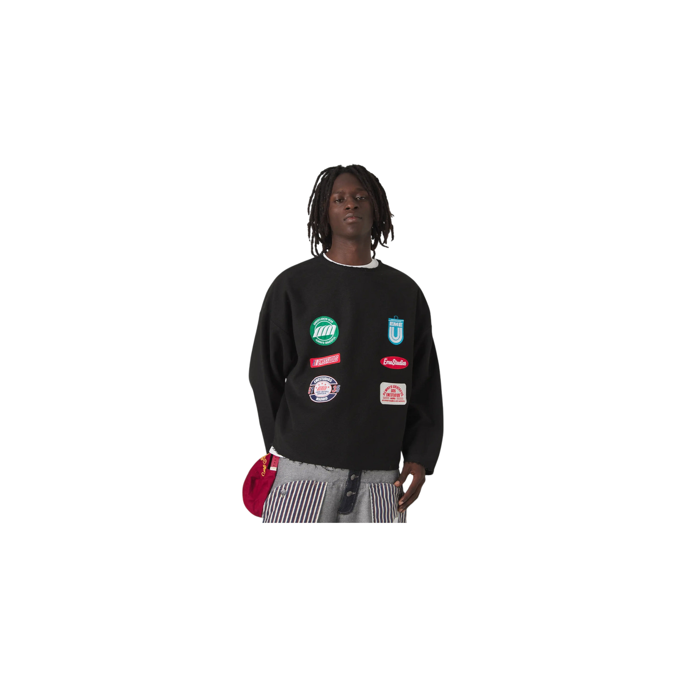 Eme Studios Patches Black Oversized Crewneck