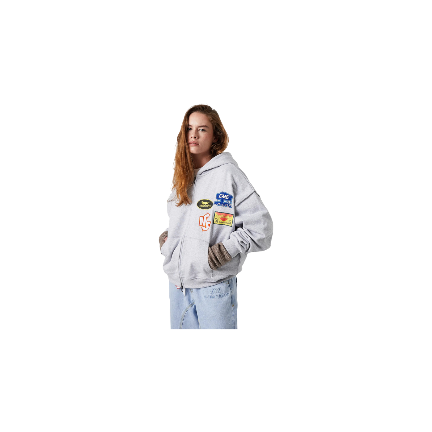 Eme Studios Patches Heather Grey Full Zip