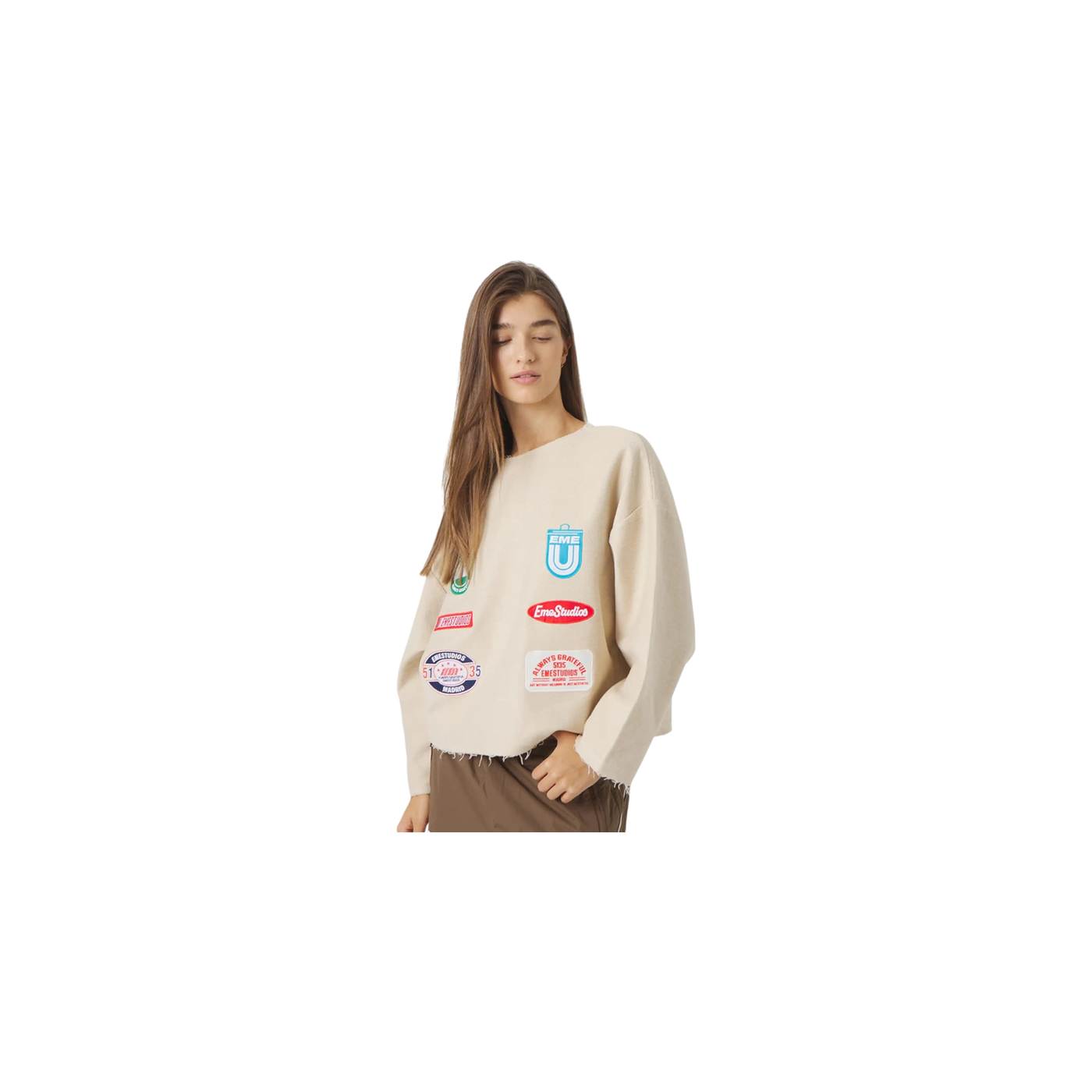 Eme Studios Patches Sand Oversized Crewneck
