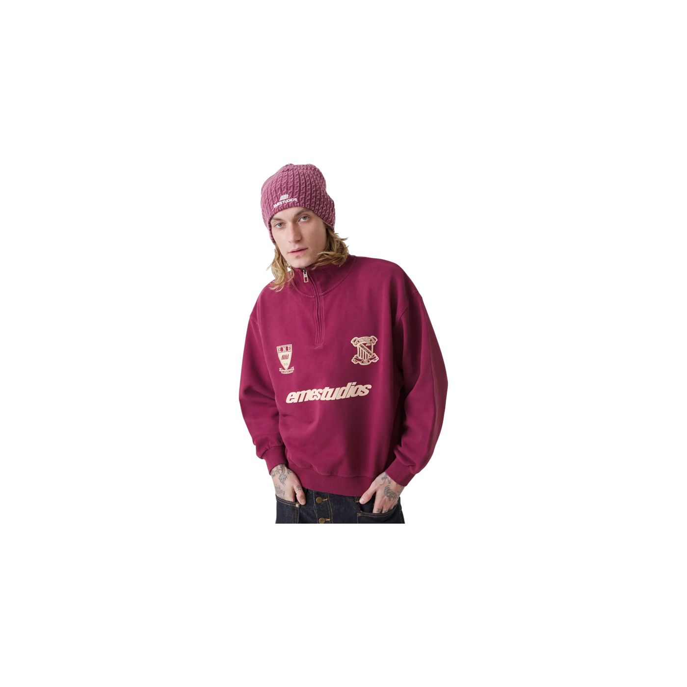 Eme Studios Peak Burgundy Half Zip