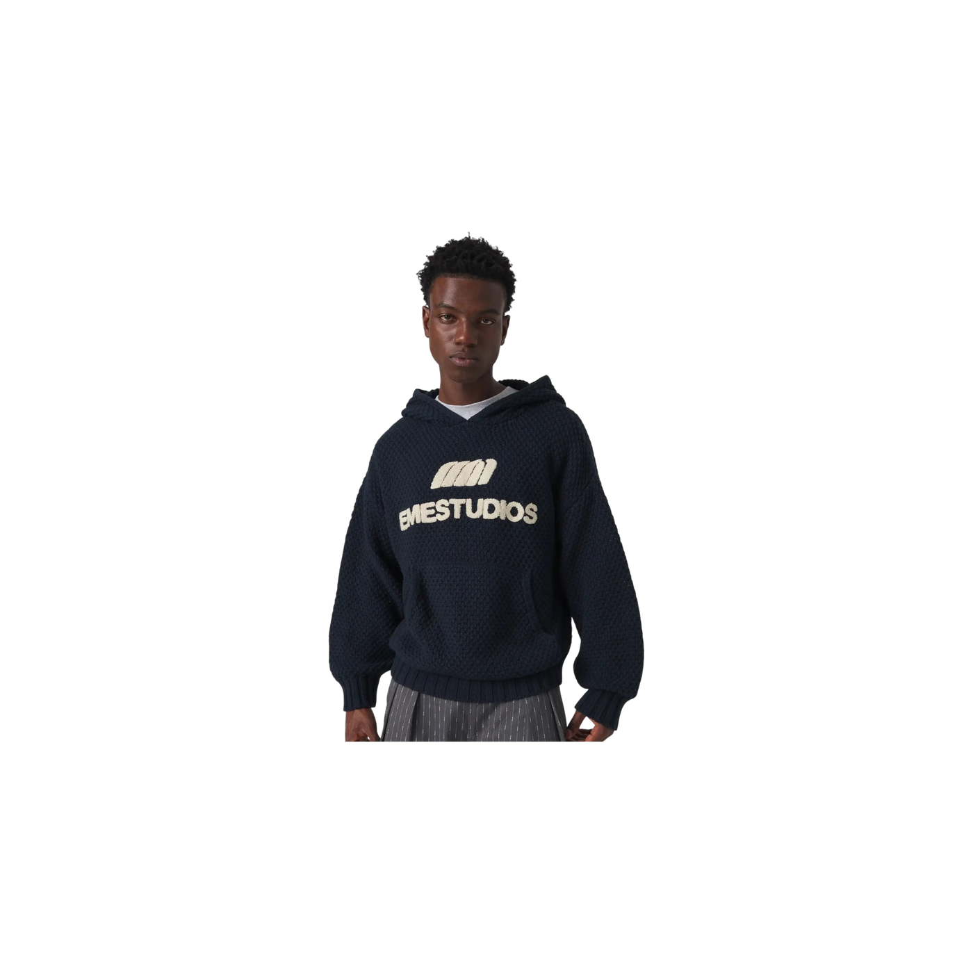 Eme Studios Pidgey Navy Knitted Oversized Hoodie