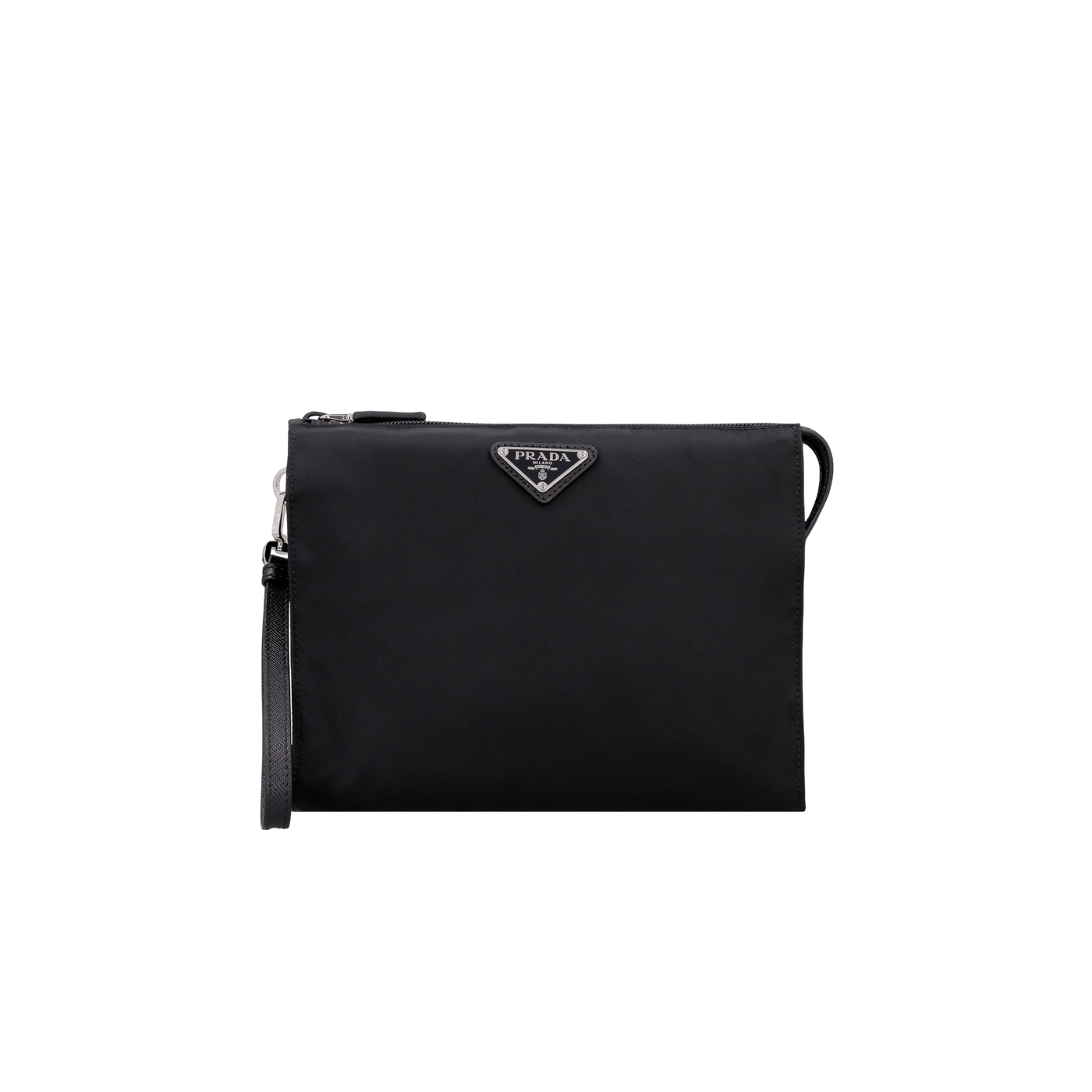 Prada Logo Plaque Zipped Clutch Bag