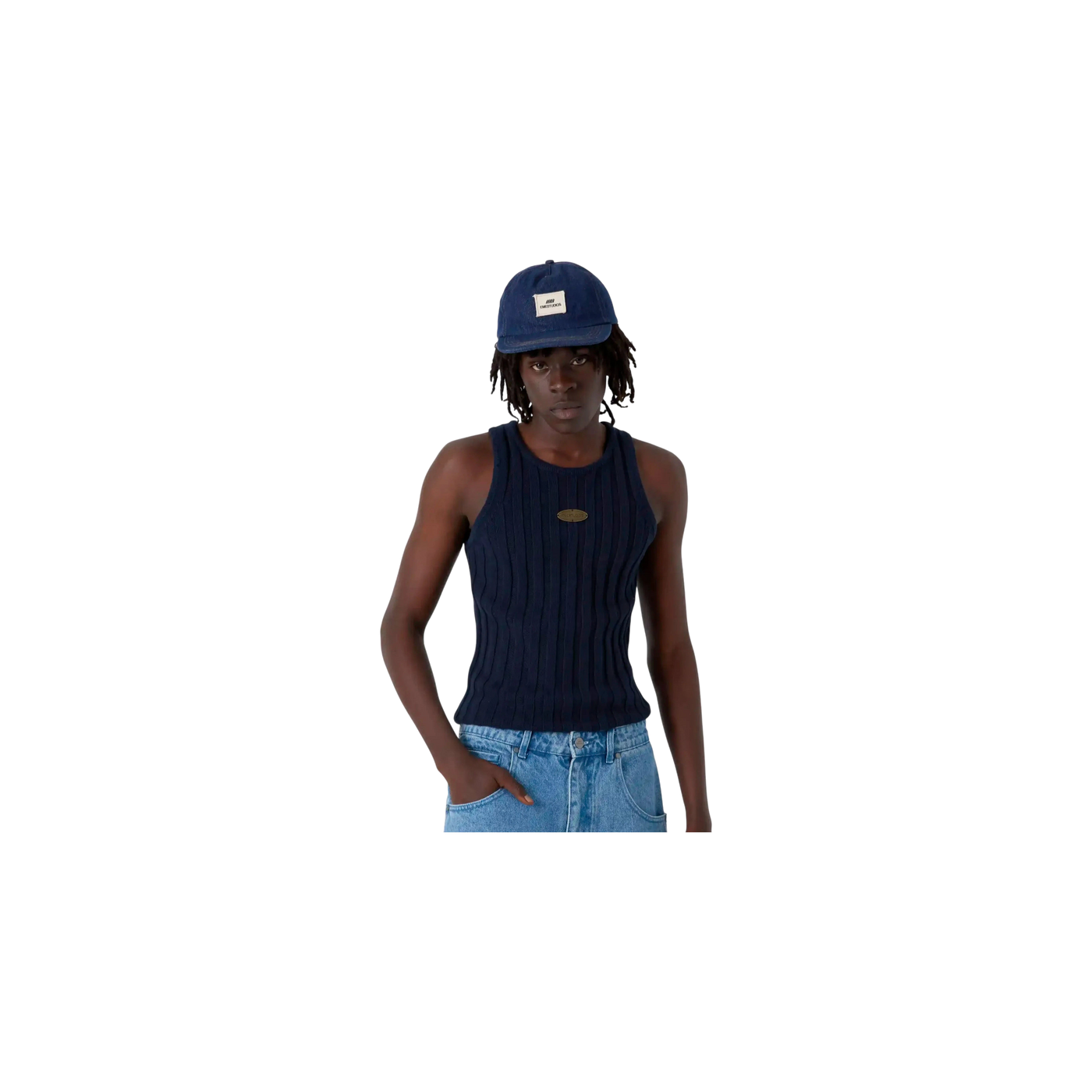 Eme Studios Rib Navy Tank Top