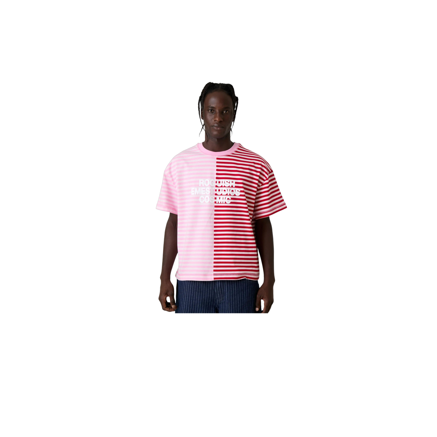 Eme Studios Roguish Fucsia Striped Oversized T-Shirt