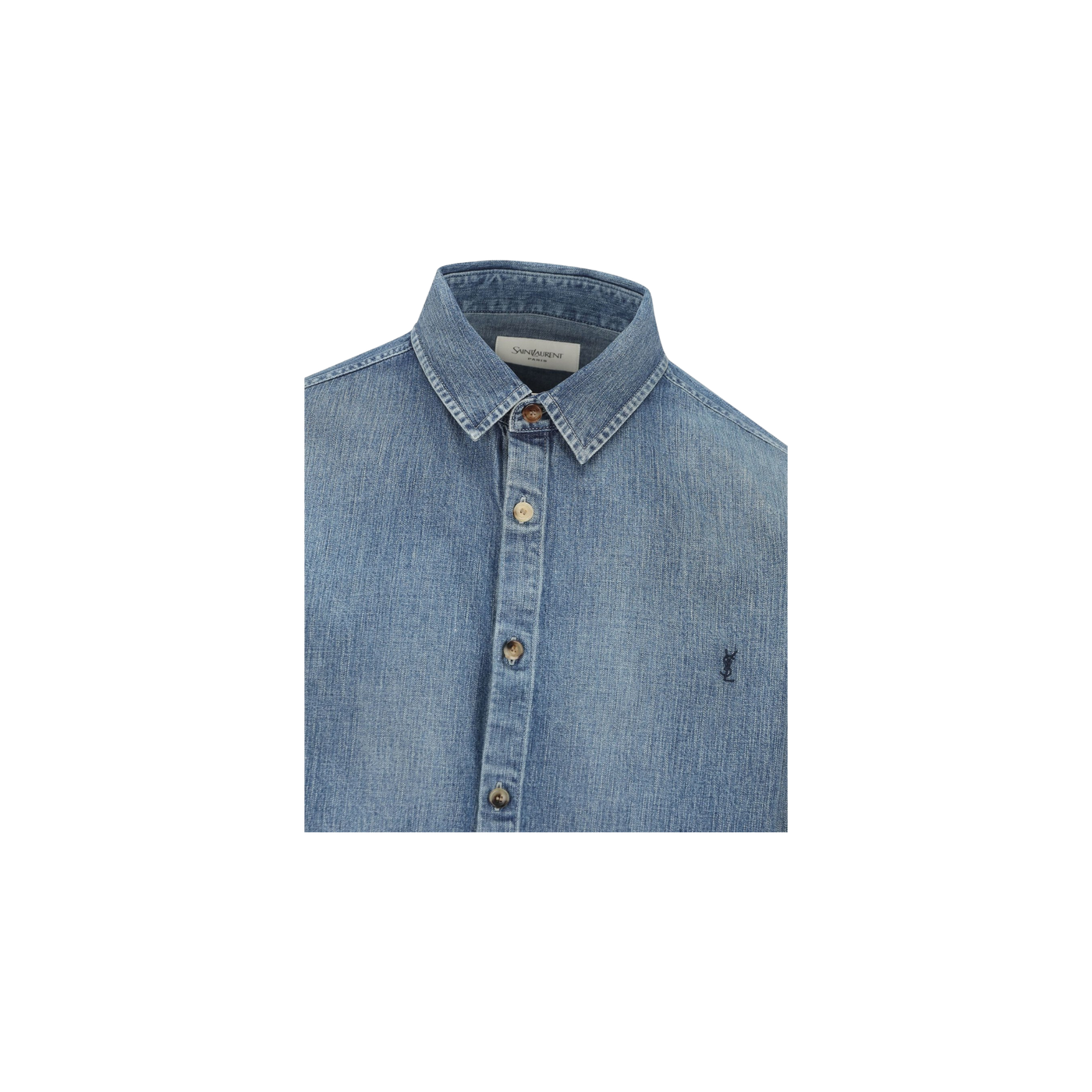 Saint Laurent Cassandre Button-Up Denim Shirt