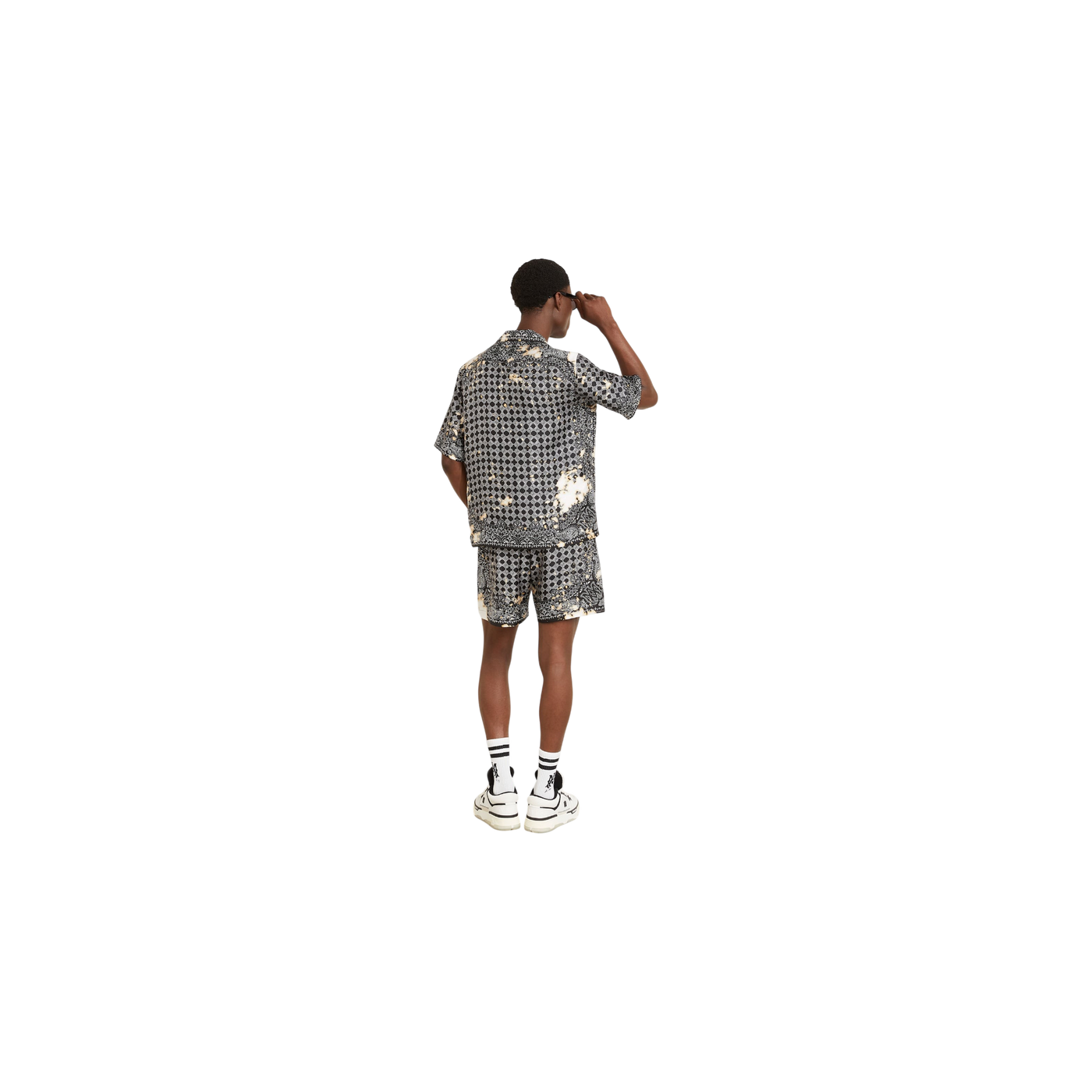 Amiri Silk Shorts Black / White / Beige
