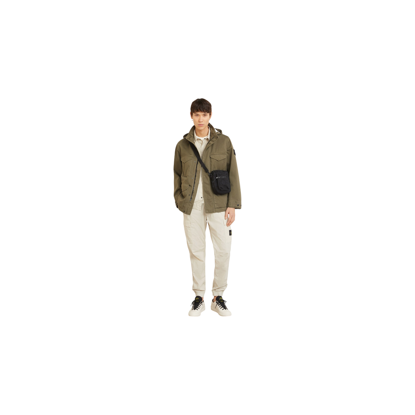 Stone Island Parka With Detachable Hood Olive