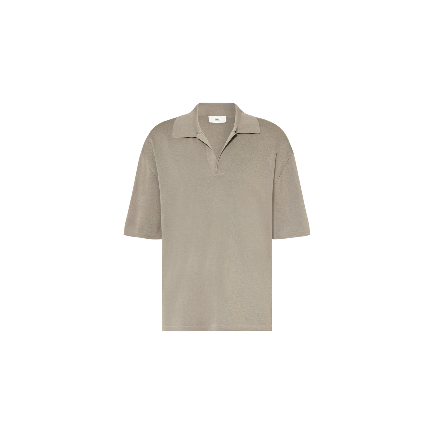 Ami Paris Knitted Polo Shirt Gray