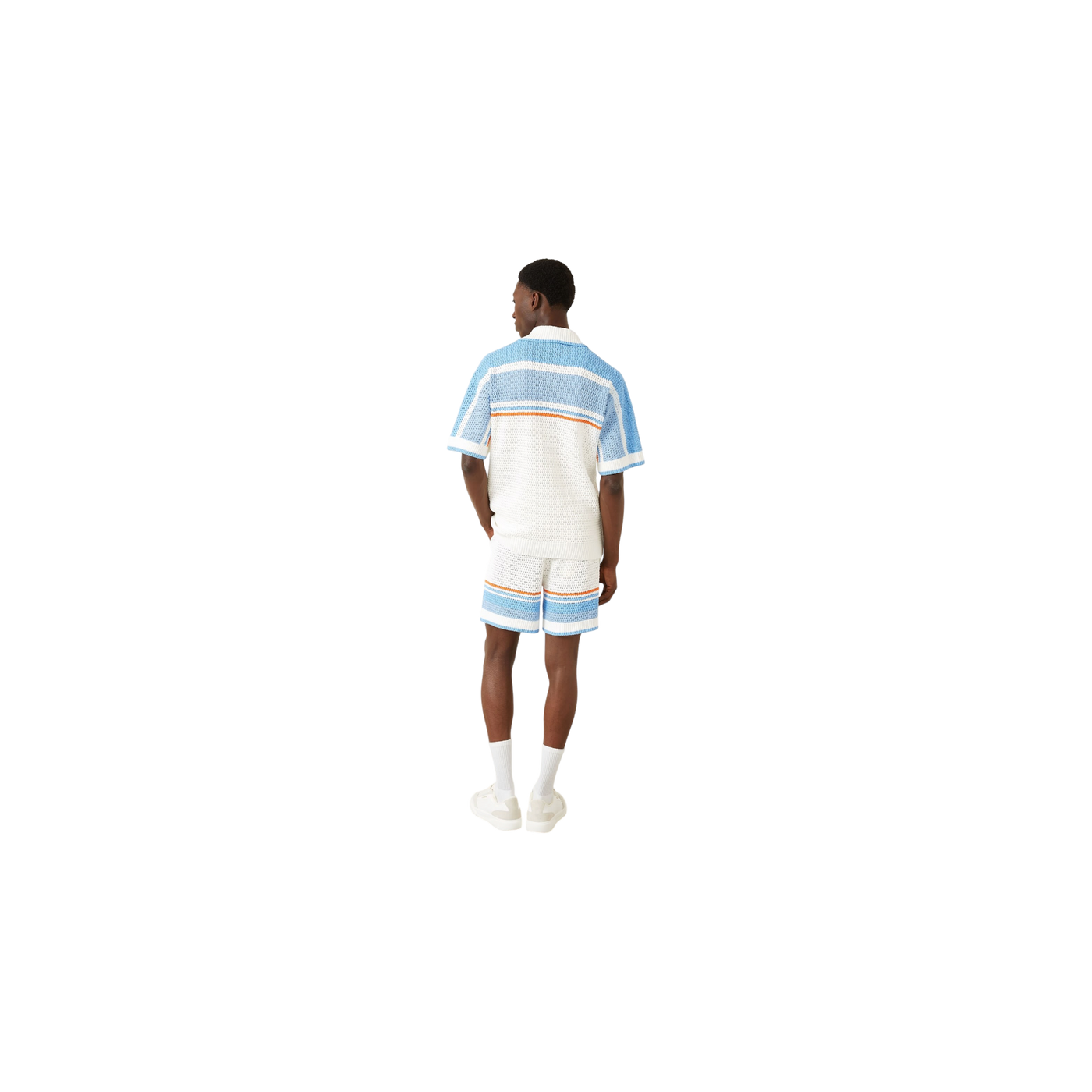 Casablanca Knit Shirt Comfort Fit White / Light Blue / Orange