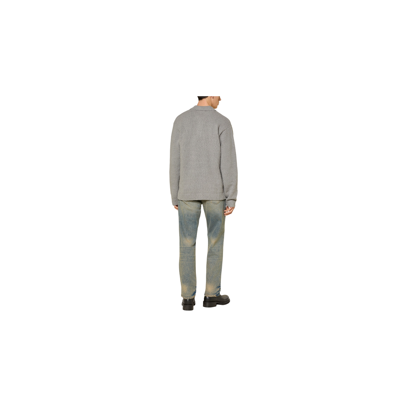 Represent Knitted Polo Shirt Gray / White