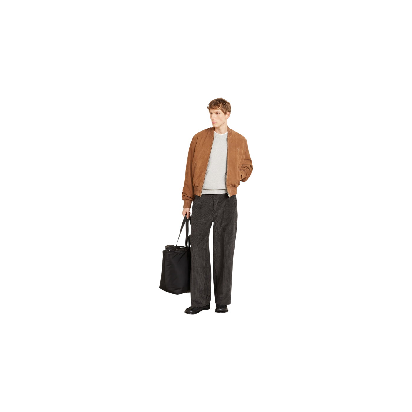 Ami Paris Corduroy Trousers Regular Fit Dark Gray
