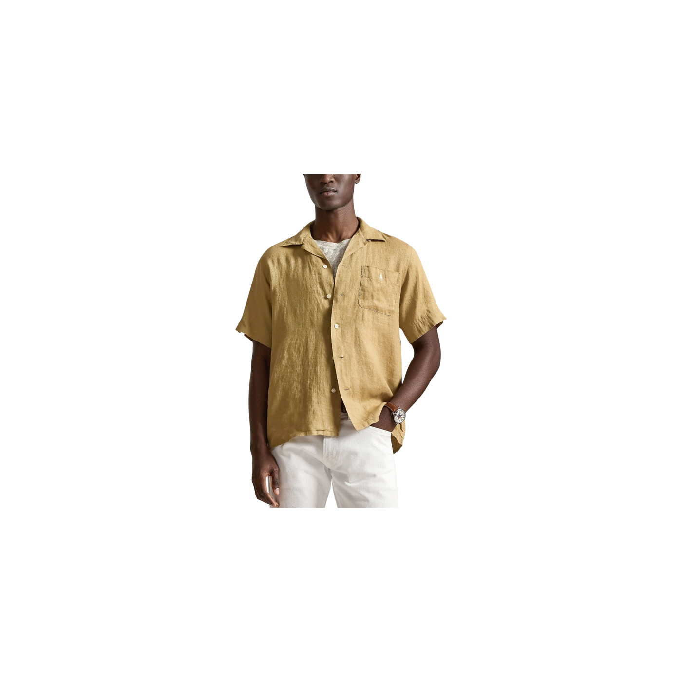 Polo Ralph Lauren Resort Shirt Classic Fit Made Of Linen Cognac