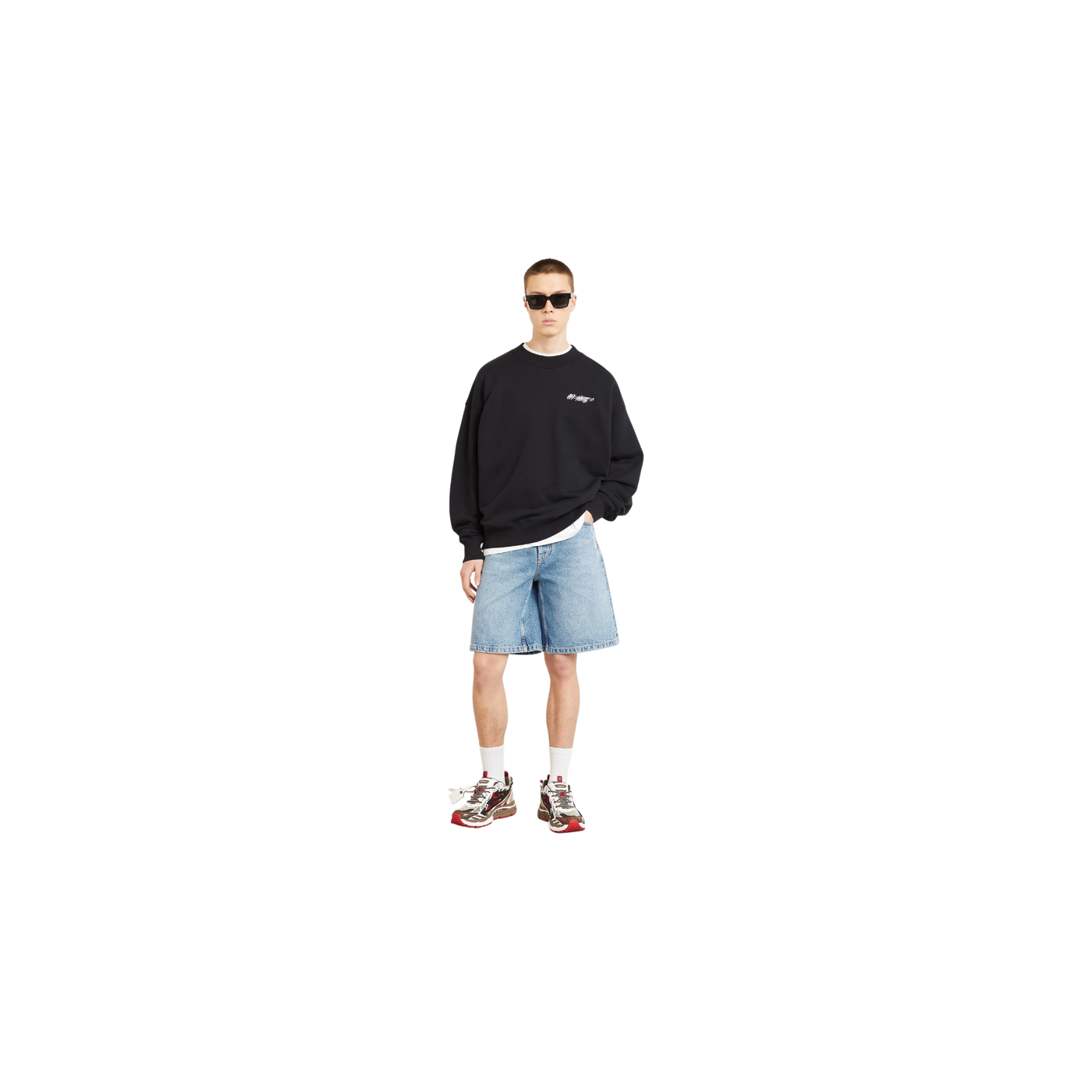 Off-White Denim Shorts 400 Light Medium Blue
