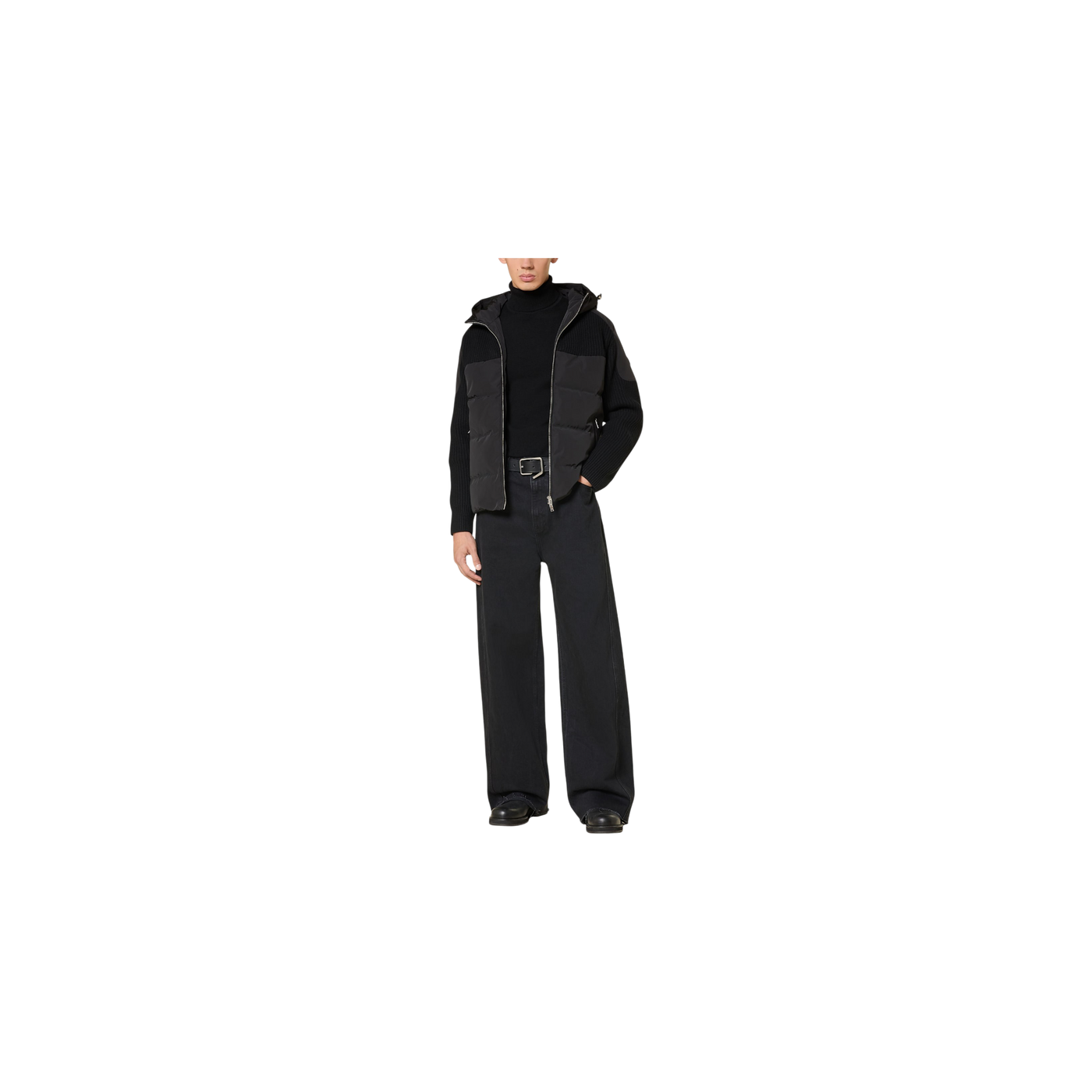 Moose Knuckles Glenvale Down Jacket In Mixed Materials Black