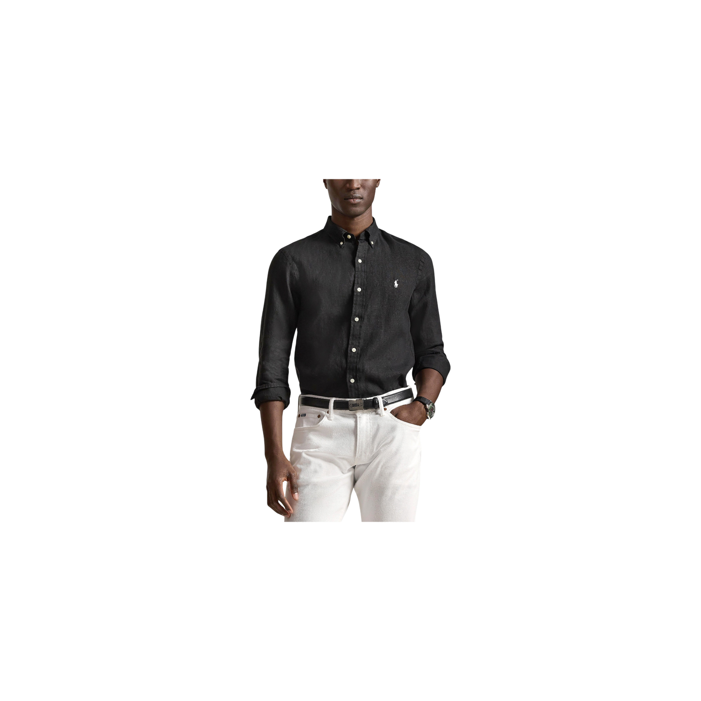 Polo Ralph Lauren Linen Shirt Slim Fit Black / White