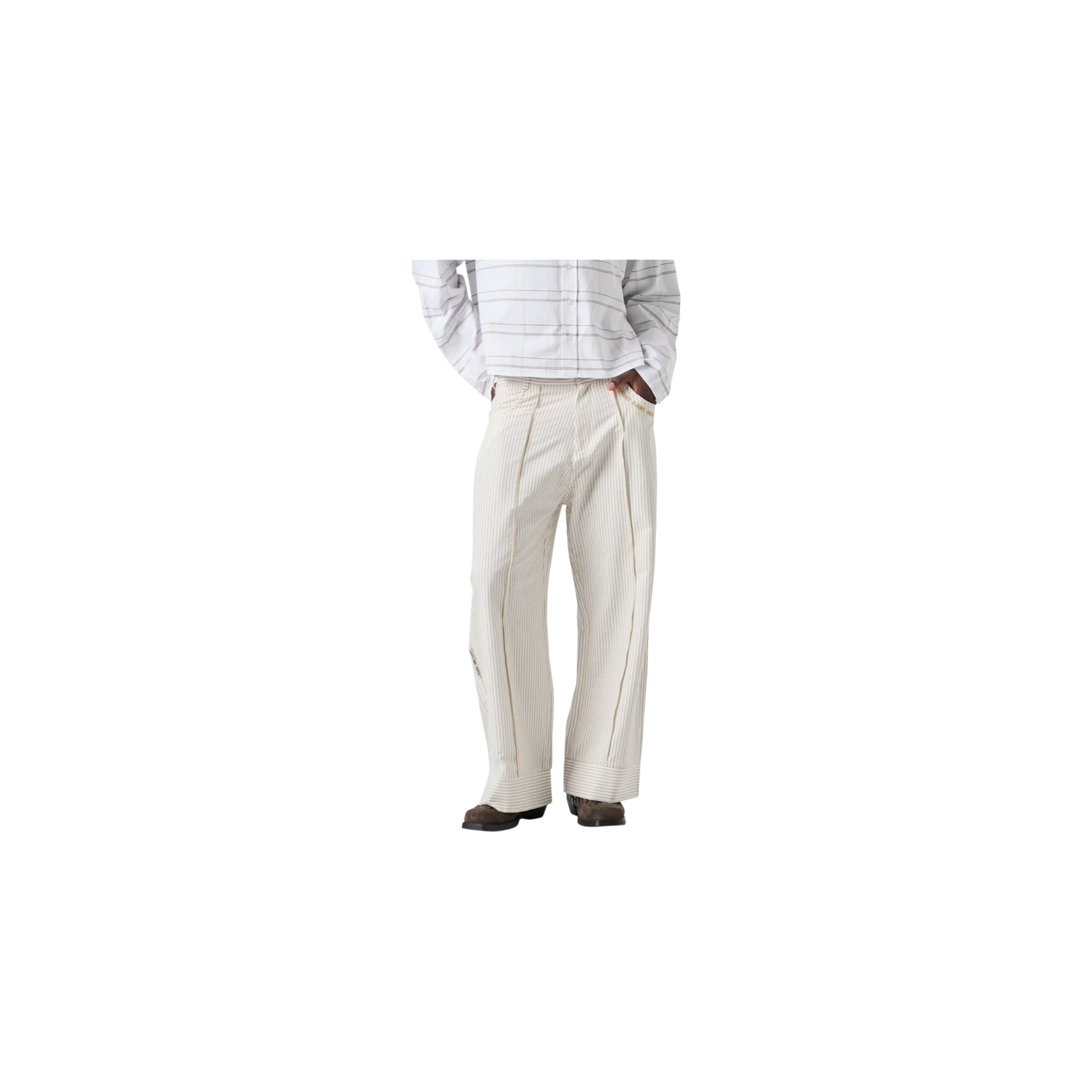 Eme Studios Striped Off Sand Baggy Pants