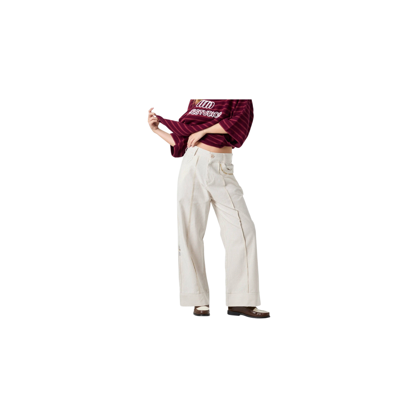 Eme Studios Striped Off Sand Baggy Pants