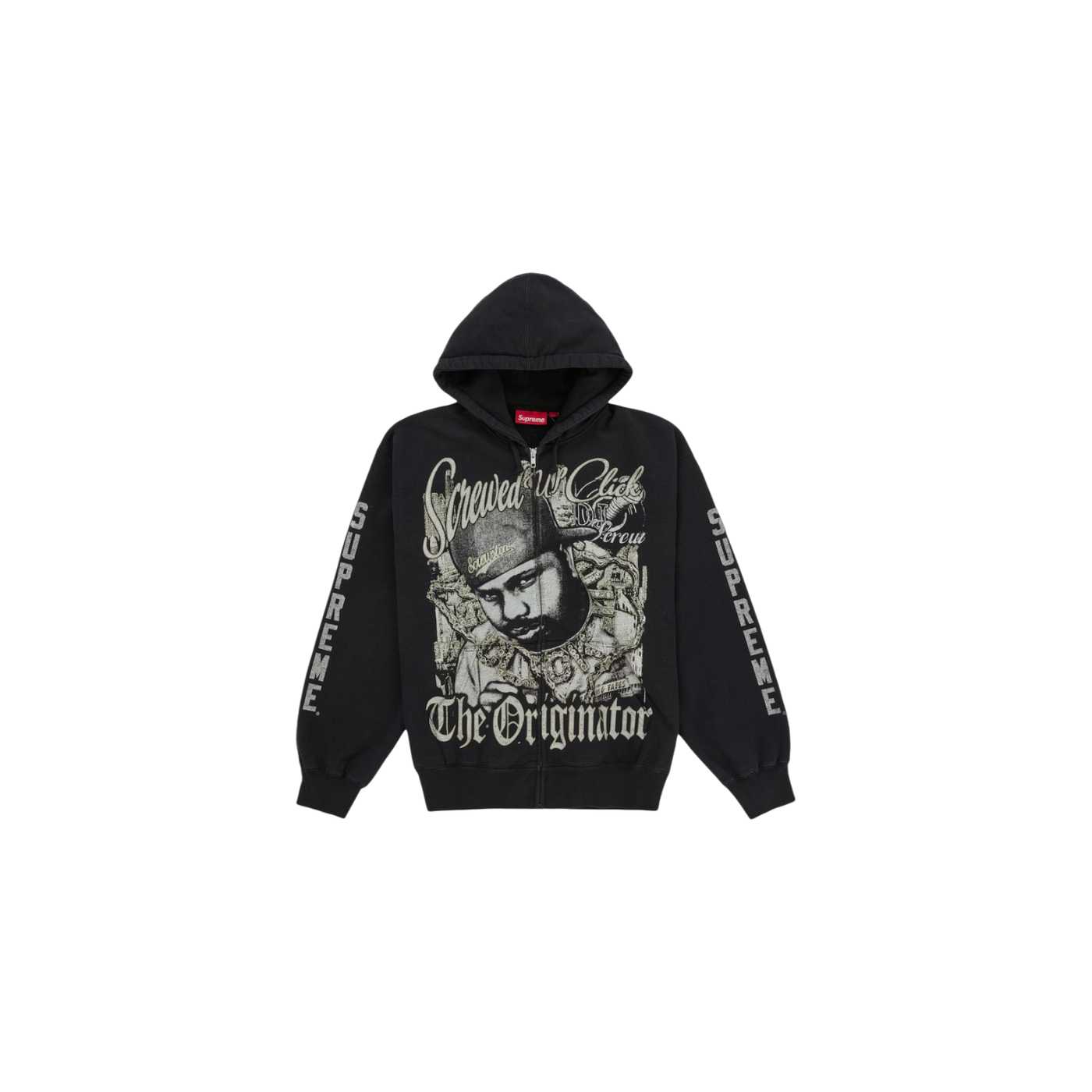Supreme Dj Screw Zip Up Hooded Sweatshirt Black