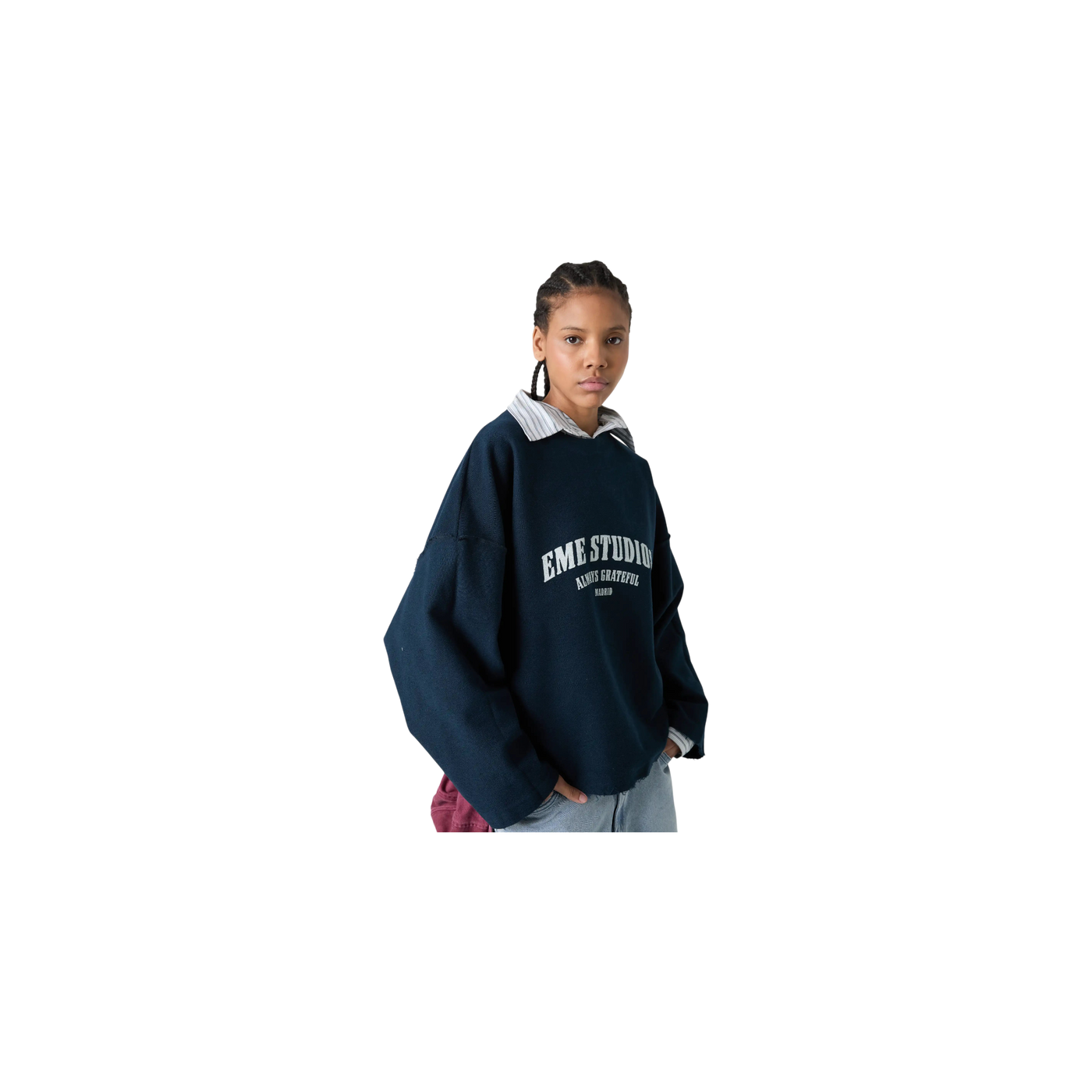 Eme Studios Suty Navy Reverse Crewneck