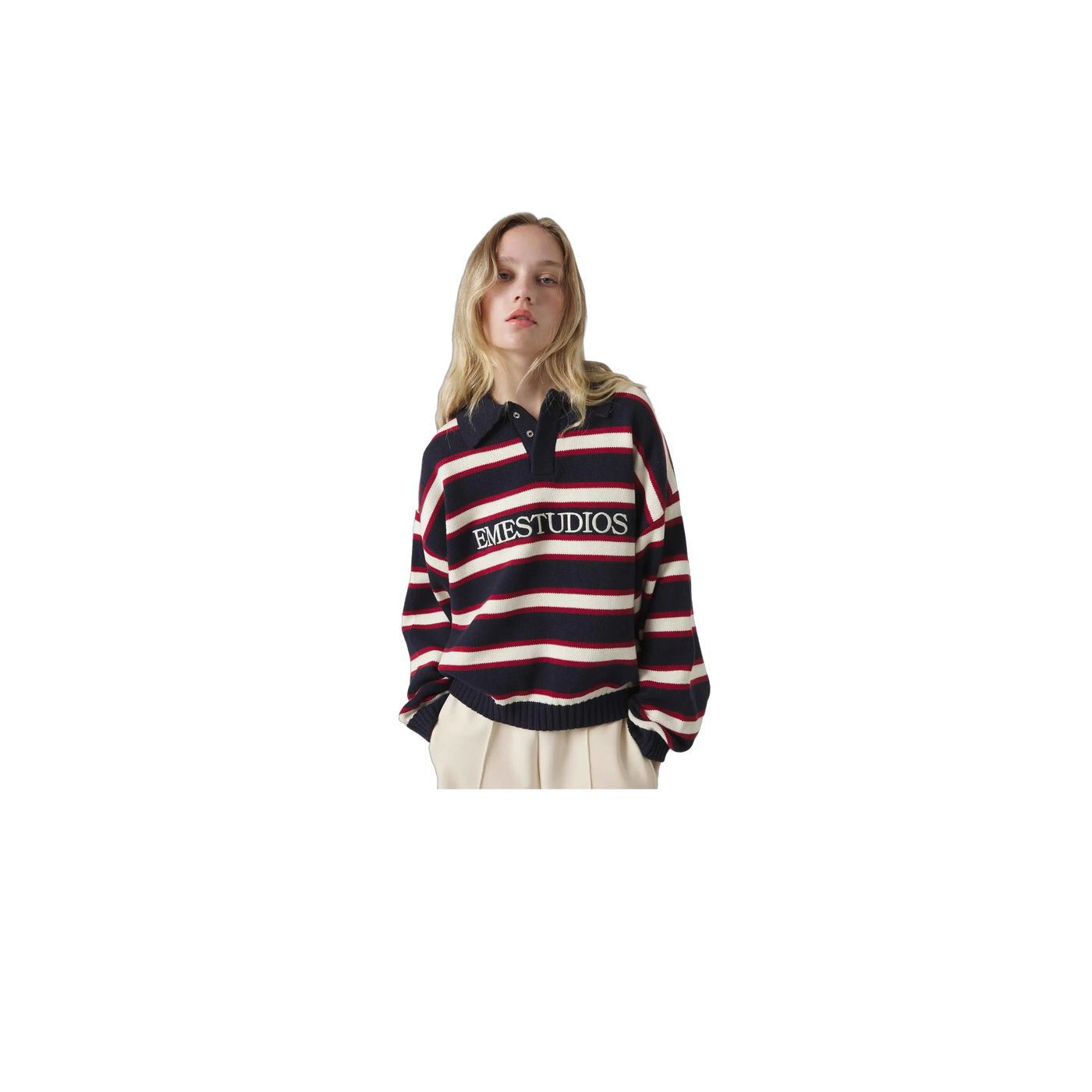 Eme Studios Sweet Navy Knit Polo