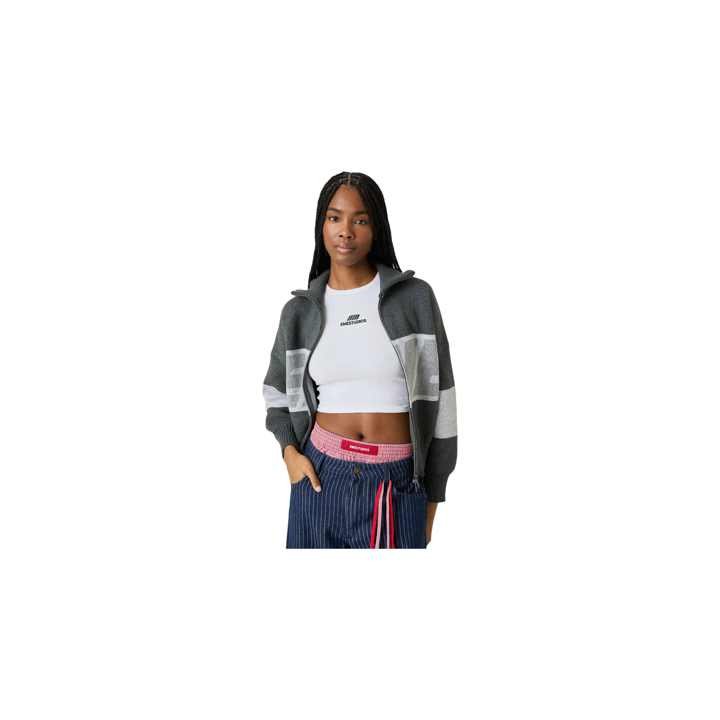 Eme Studios Thrill Grandpa Grey Zipper Knit