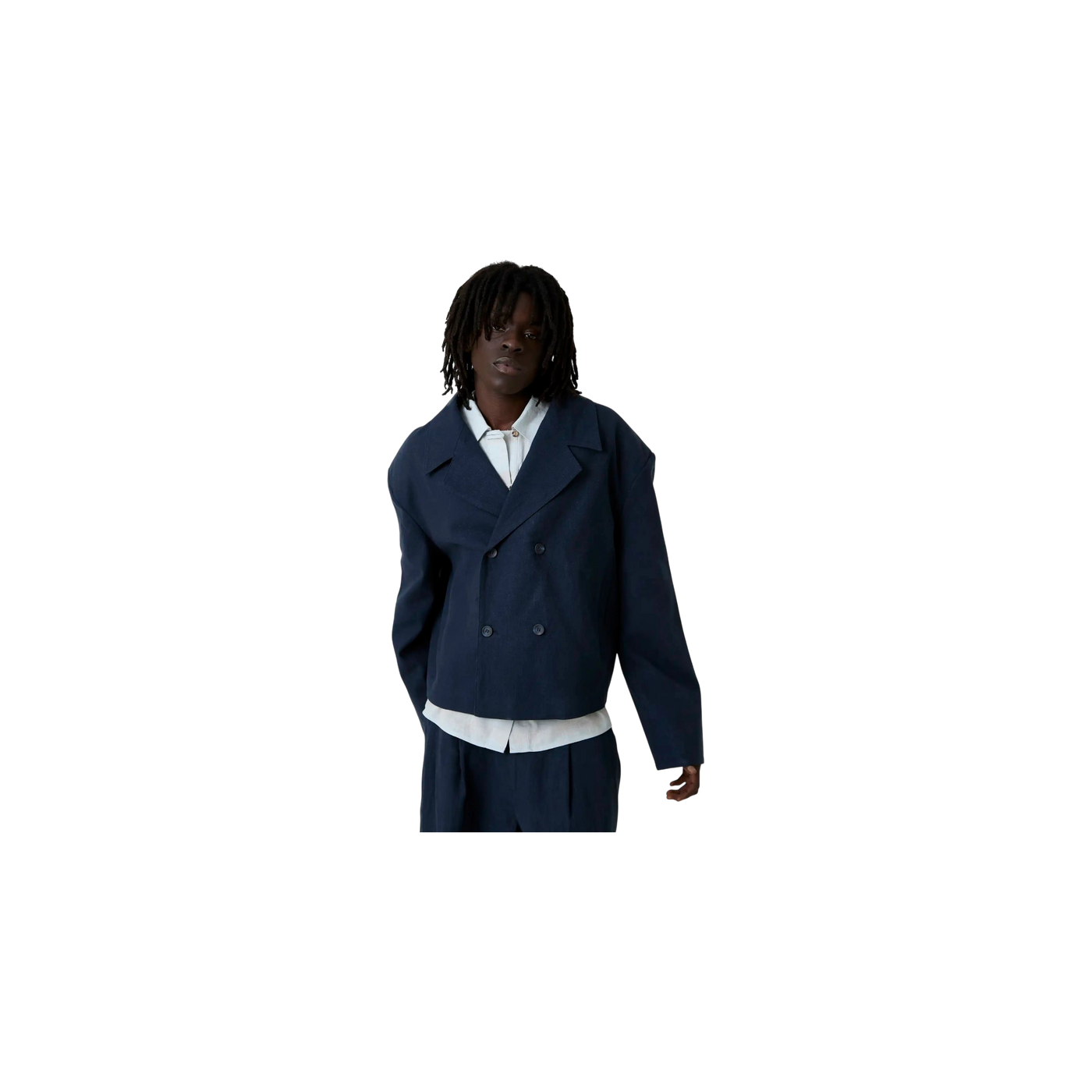 Eme Studios Tide Navy Linen Blazer