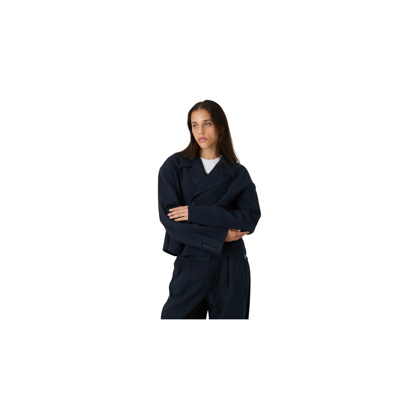 Eme Studios Tide Navy Linen Blazer