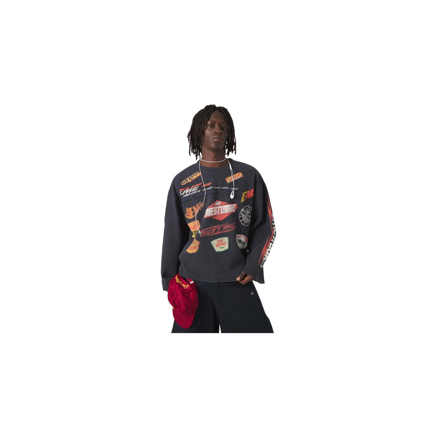 Eme Studios Waffle Navy Crewneck