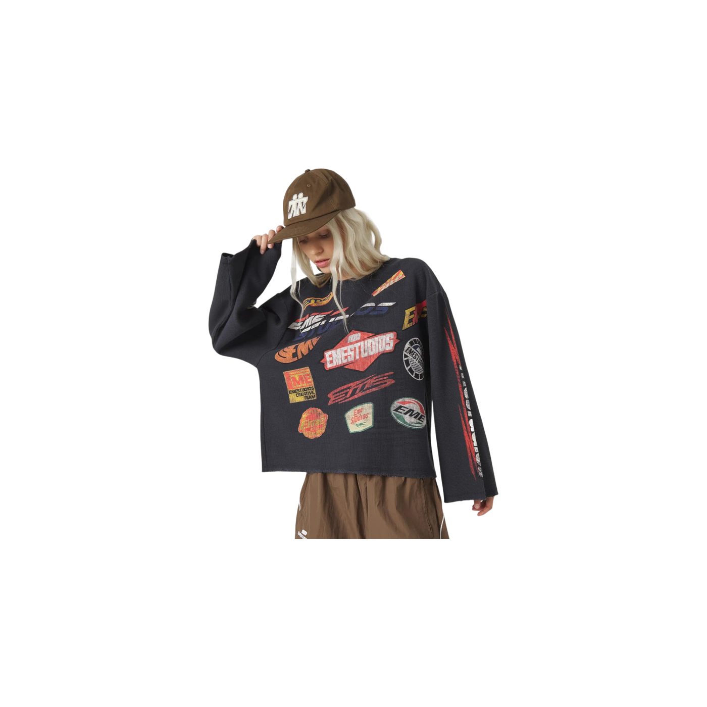 Eme Studios Waffle Navy Crewneck