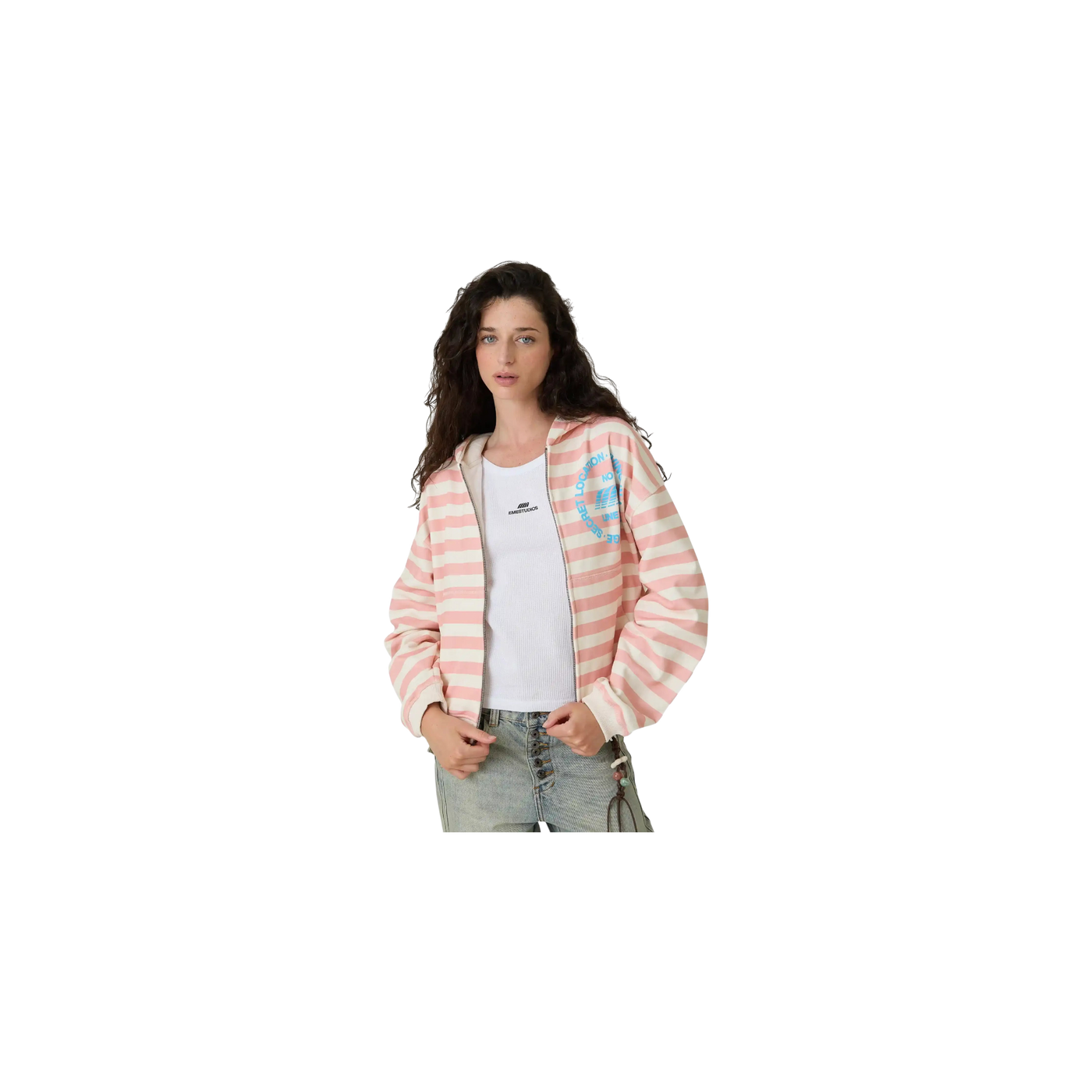 Eme Studios Wander Pink Cropped Boxy Full Zip