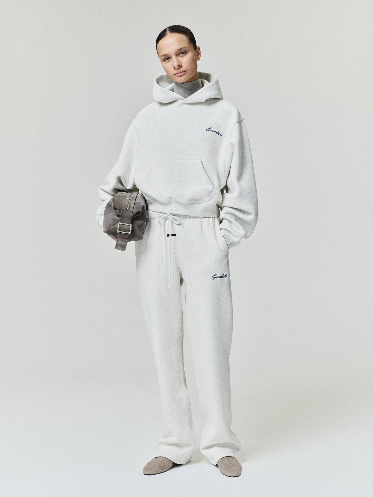 Sweater Fear of God Essentials Rib Knit Standing Collar Sleeveless Pyrite Heather