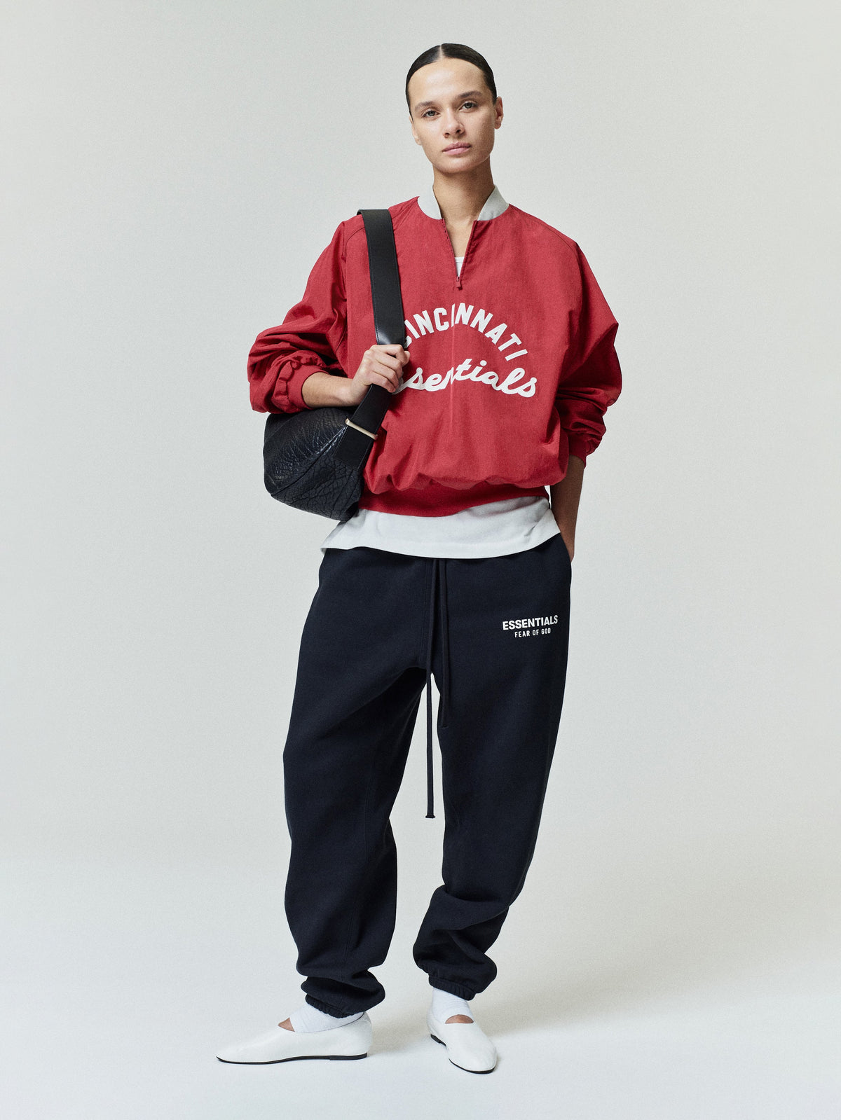 Campera Fear of God Essentials Reds Half Zip Stone Red/ Seal Rib