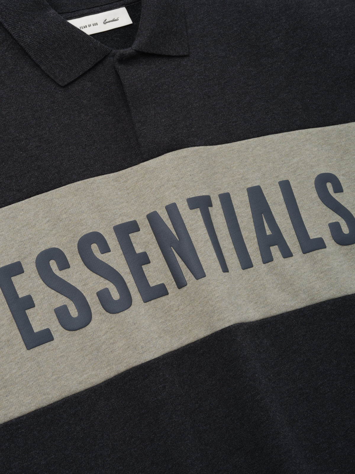 Remera Polo Fear of God Essentials Cropped Panelled Iron Grey Heather/ Seal Heather