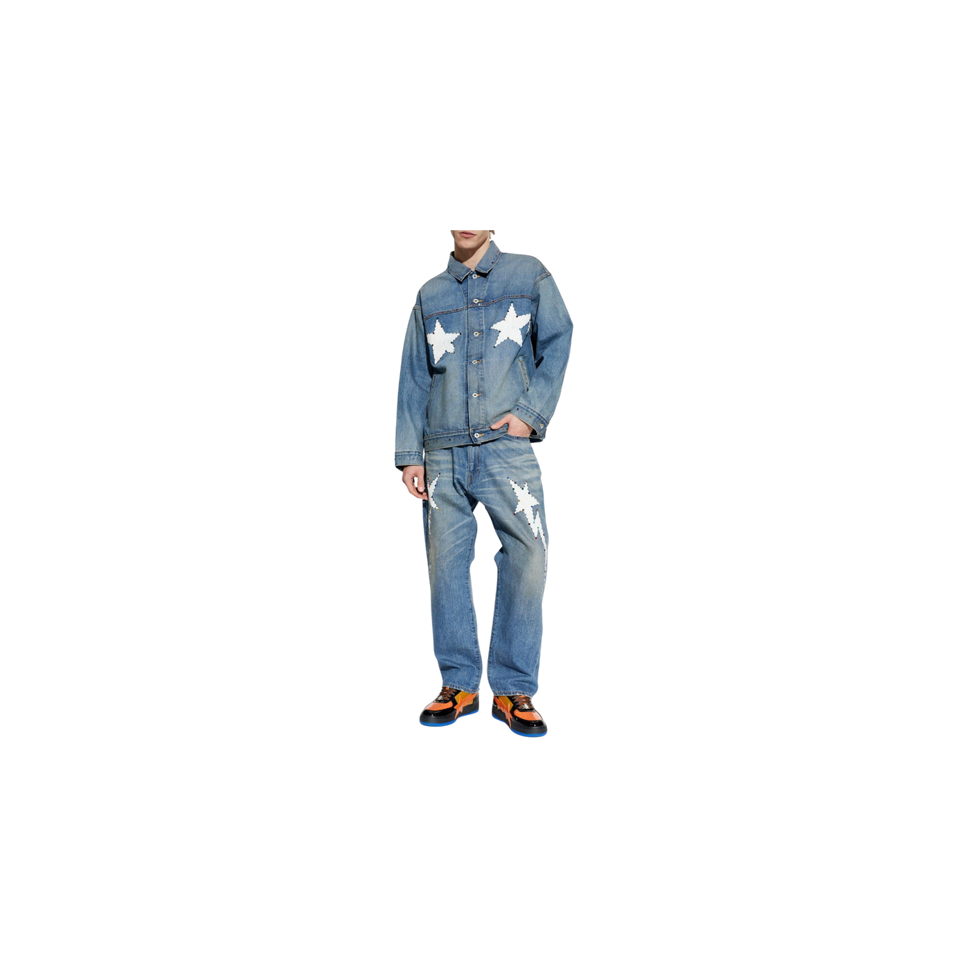 A BATHING APE® Crystal Appliquéd Jeans